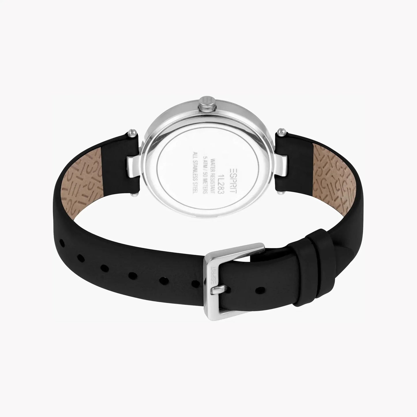 Esprit Women's Black Leather Watch, Silver Dial | Es1l063m0055 by ESPRIT