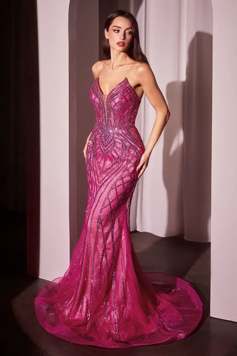 Crystal Strapless Embellished Mermaid Gown by Tux-USA