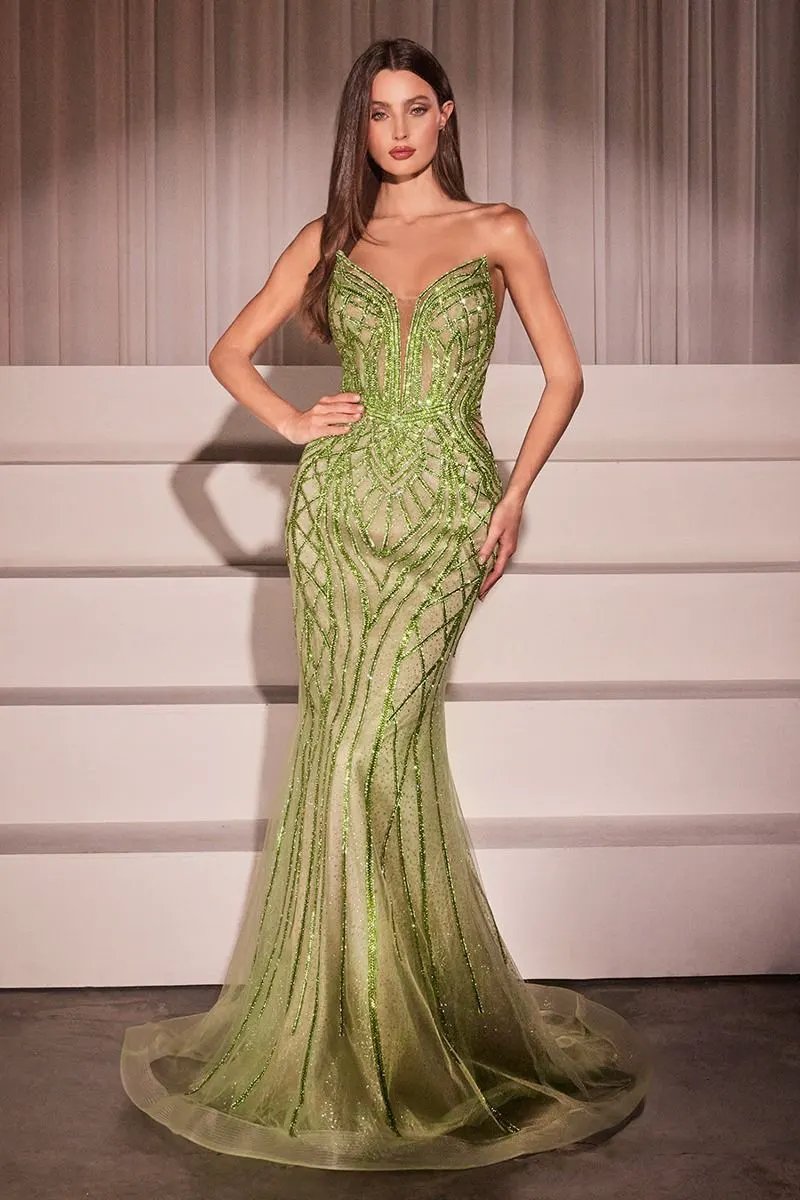 Crystal Strapless Embellished Mermaid Gown by Tux-USA