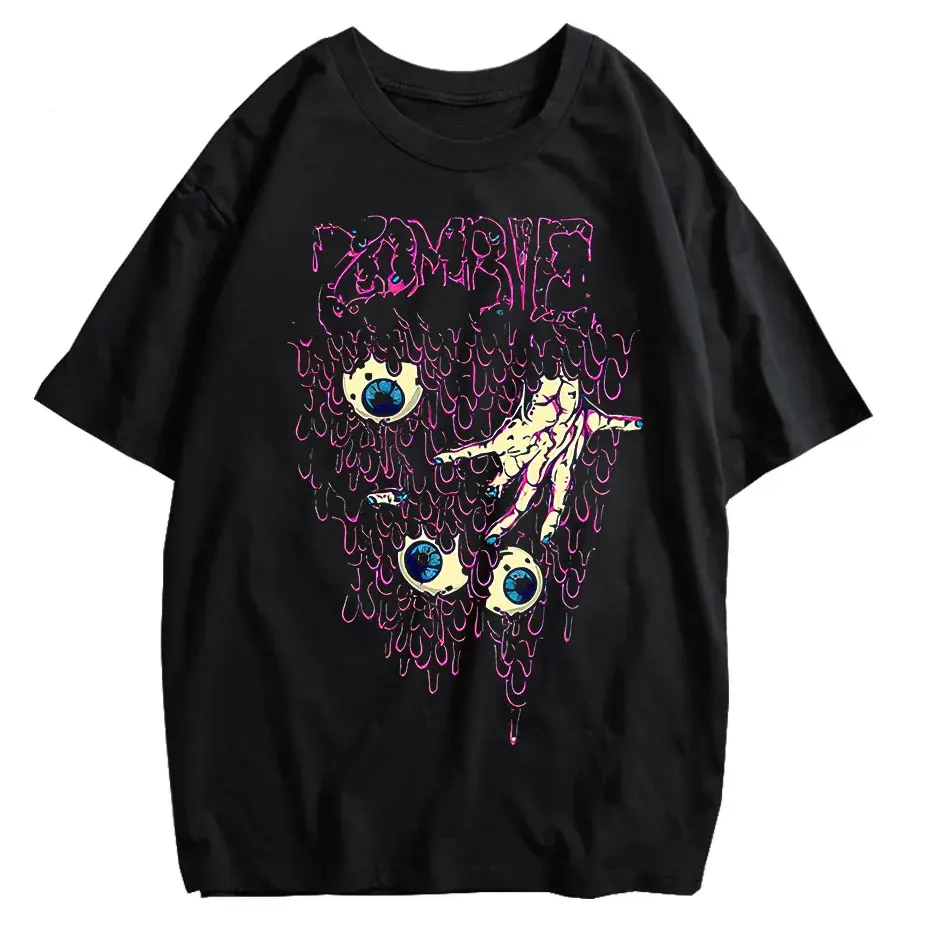Zombie Horror Gothic Washed Cotton Oversized T-Shirt by Vimost Shop