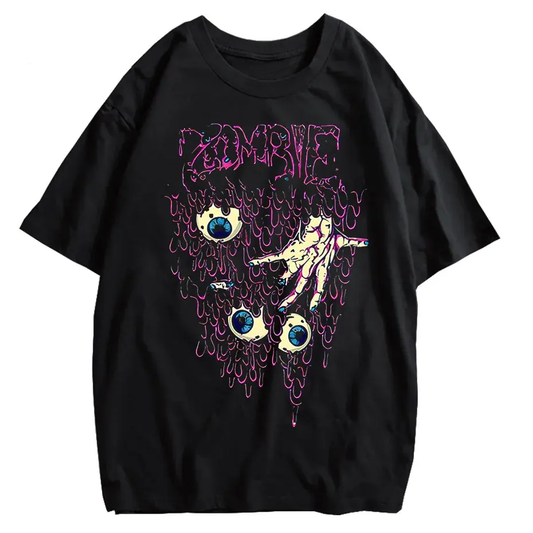 Zombie Horror Gothic Washed Cotton Oversized T-Shirt by Vimost Shop