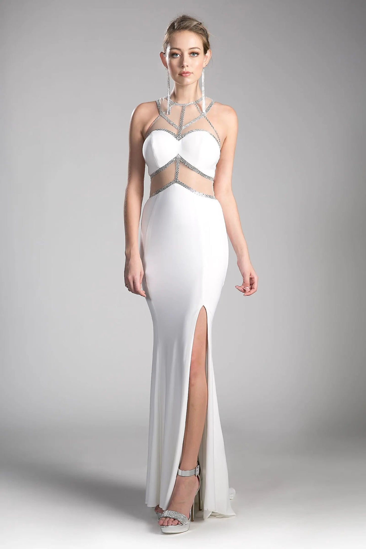 Beaded Stretch Knit Sheath Dress by Tux-USA