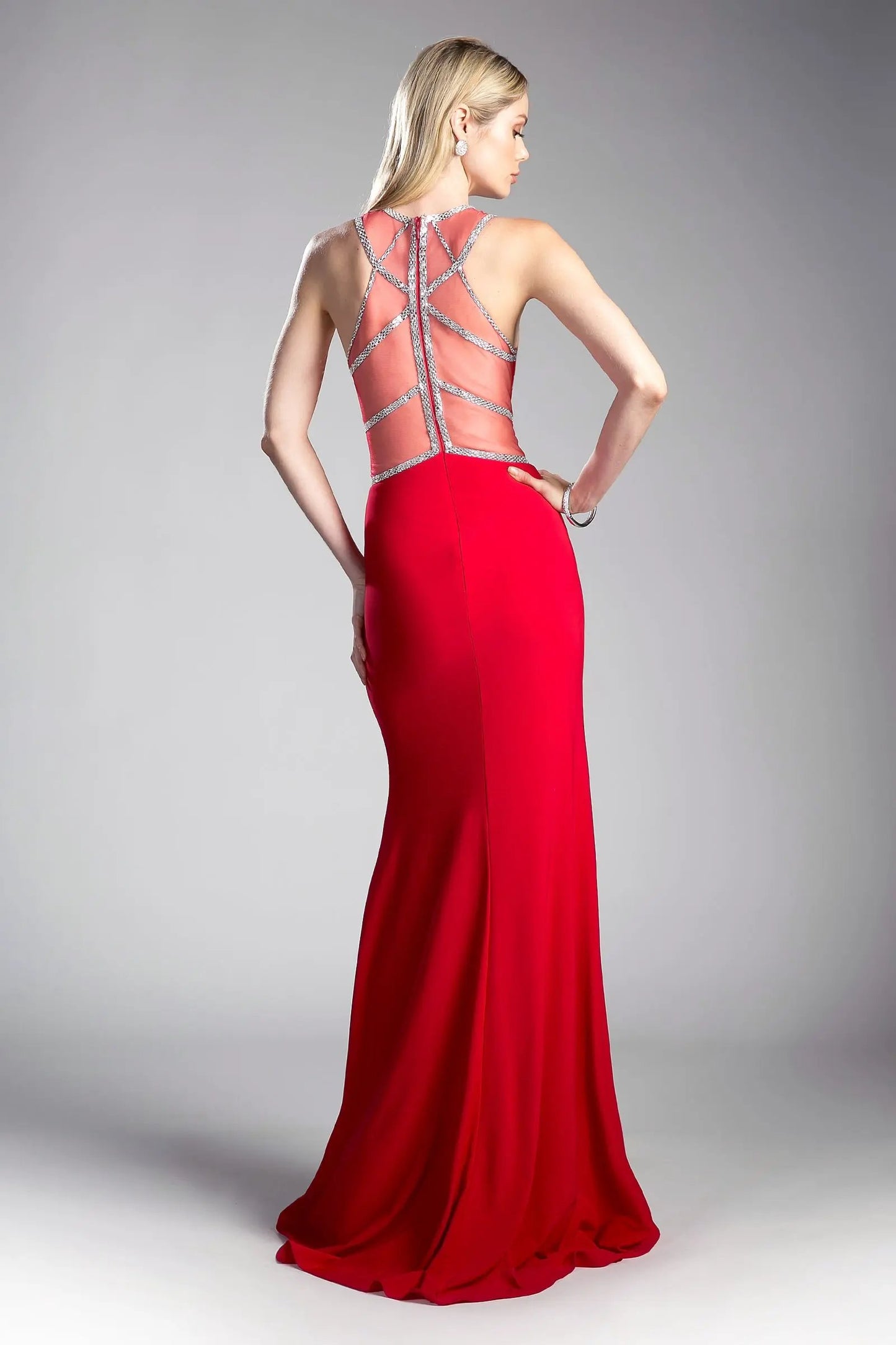 Beaded Stretch Knit Sheath Dress by Tux-USA