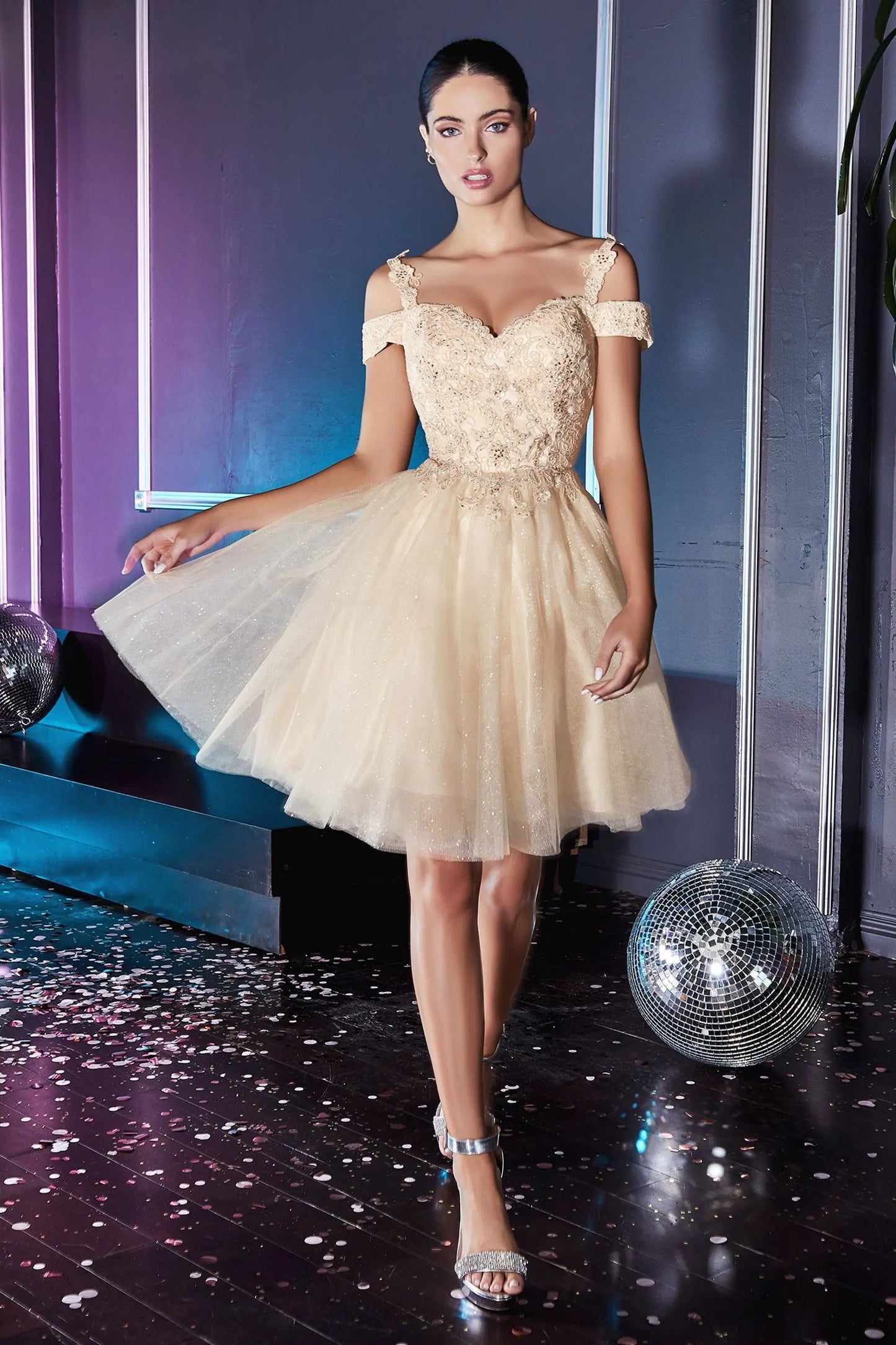 Off The Shoulder Lace Cocktail Dress by Tux-USA