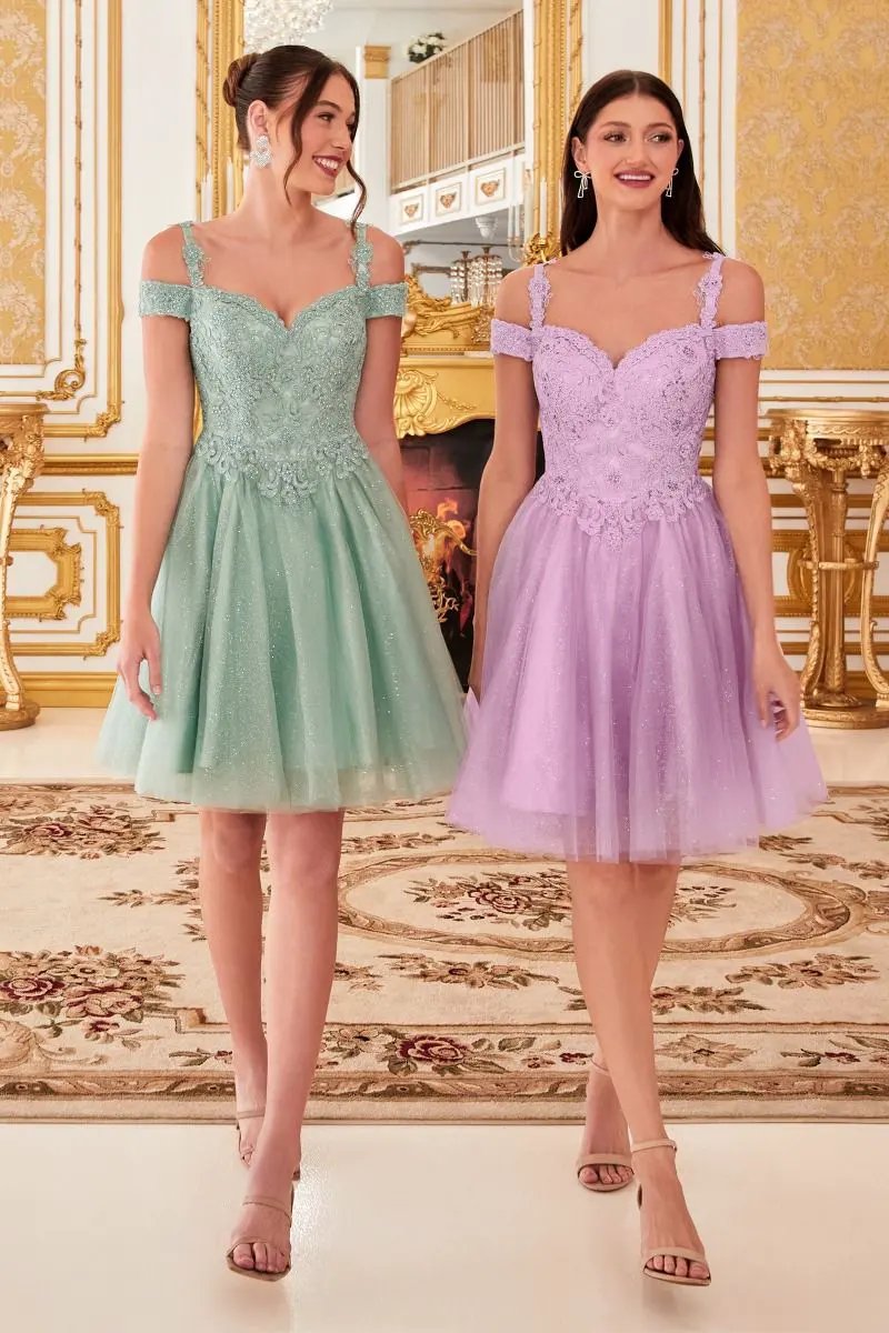 Off The Shoulder Lace Cocktail Dress by Tux-USA