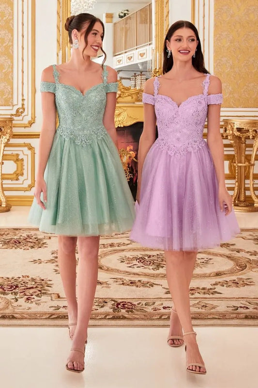 Off The Shoulder Lace Cocktail Dress by Tux-USA