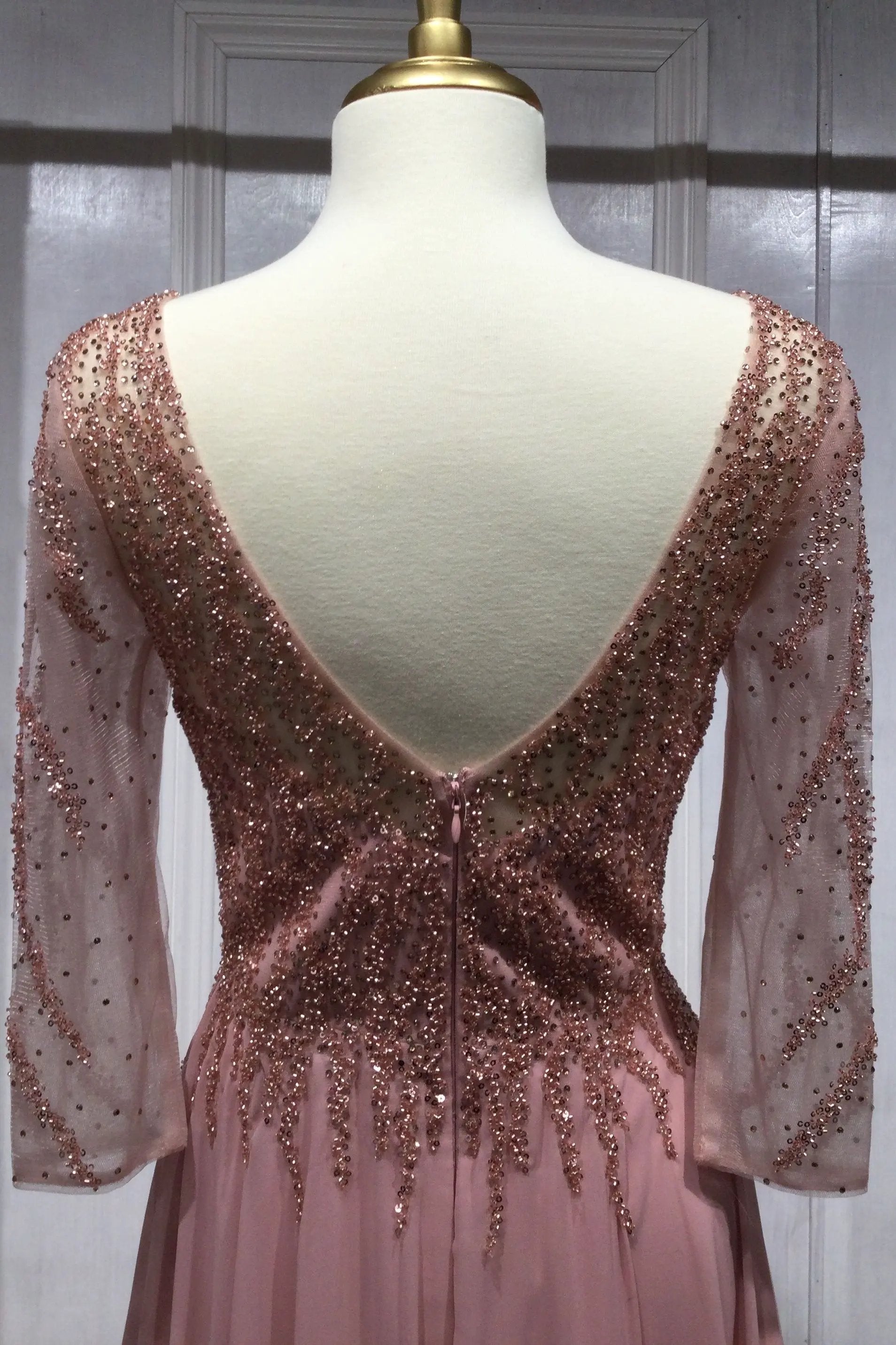 Chiffon A-Line Long Sleeve Gown by Tux-USA