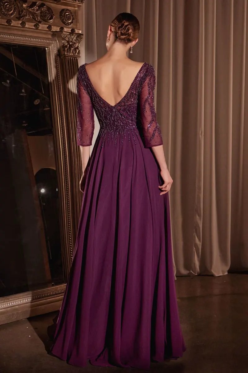 Chiffon A-Line Long Sleeve Gown by Tux-USA