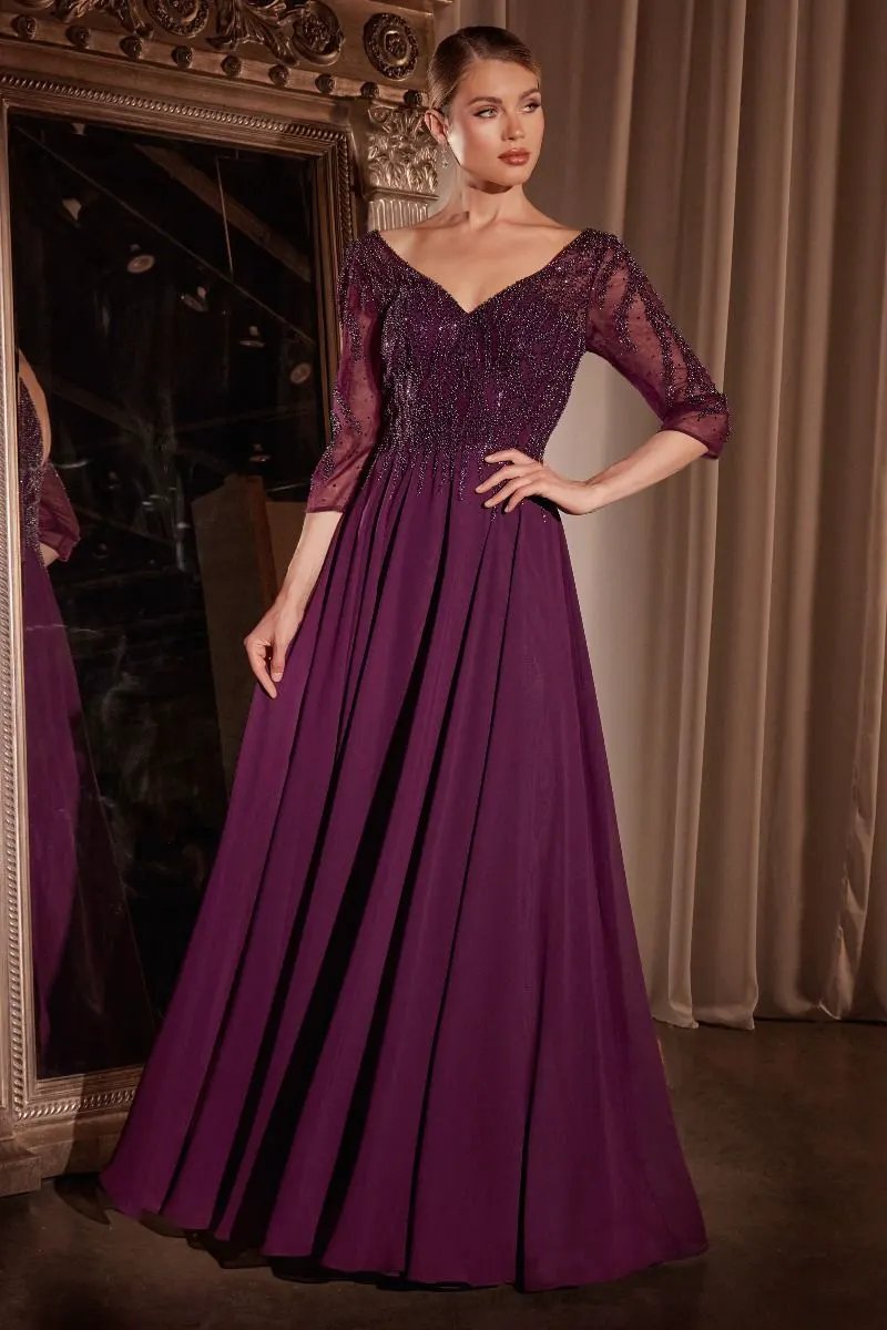 Chiffon A-Line Long Sleeve Gown by Tux-USA