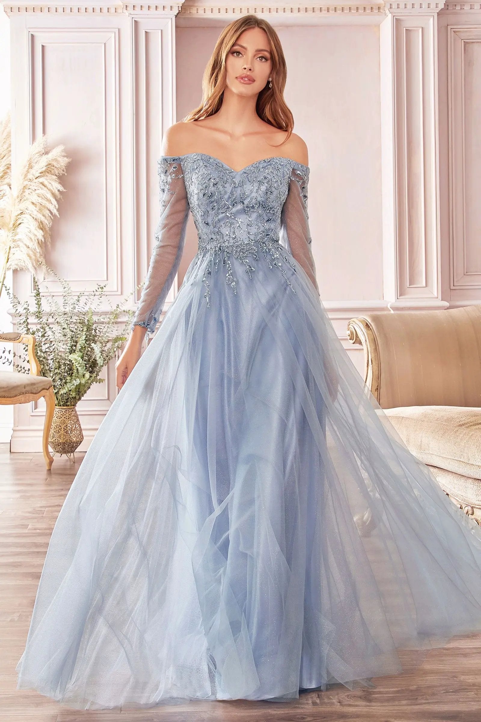 Off The Shoulder A-Line Dress by Tux-USA