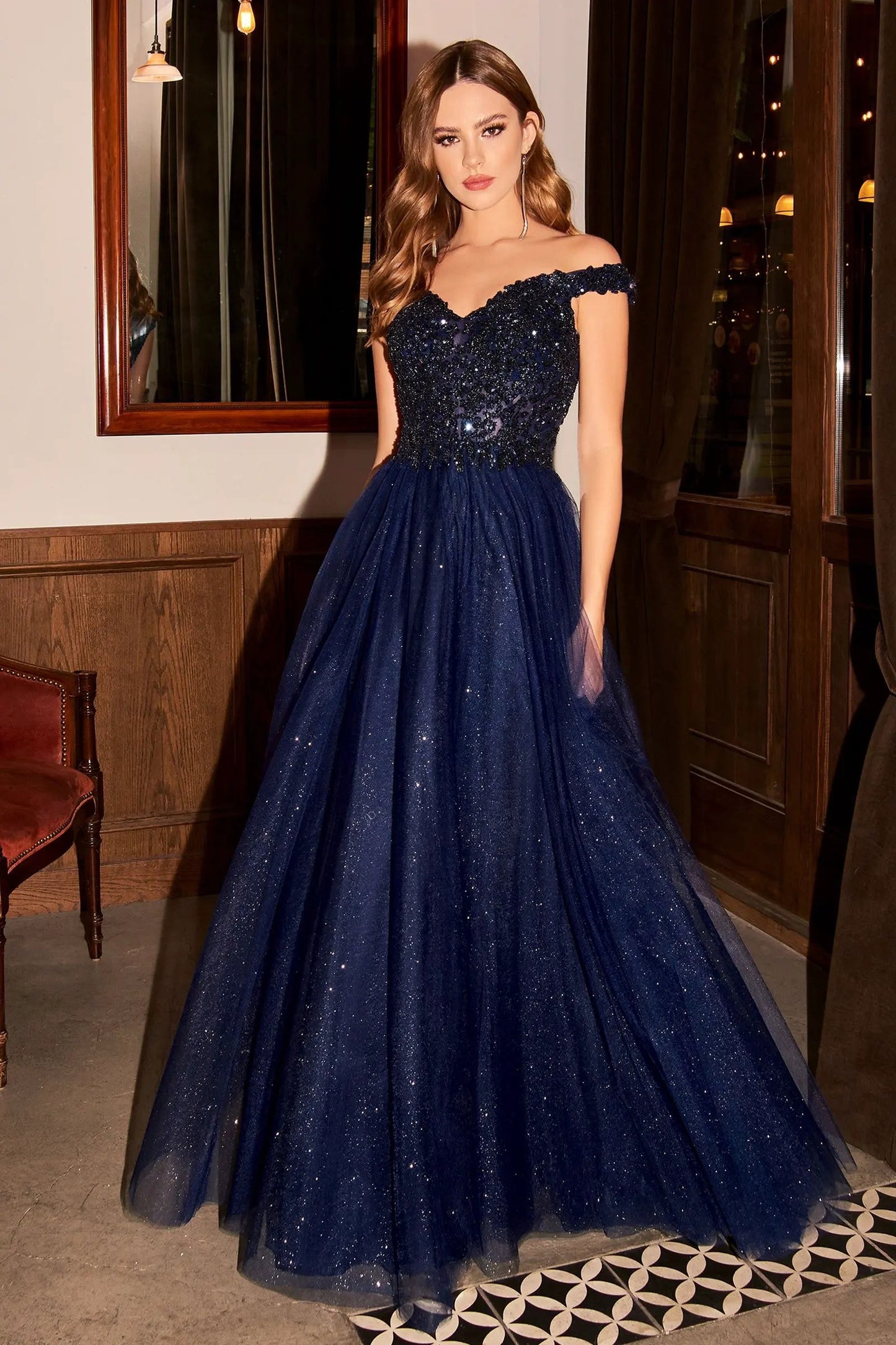 Off The Shoulder A-Line Dress by Partner Label