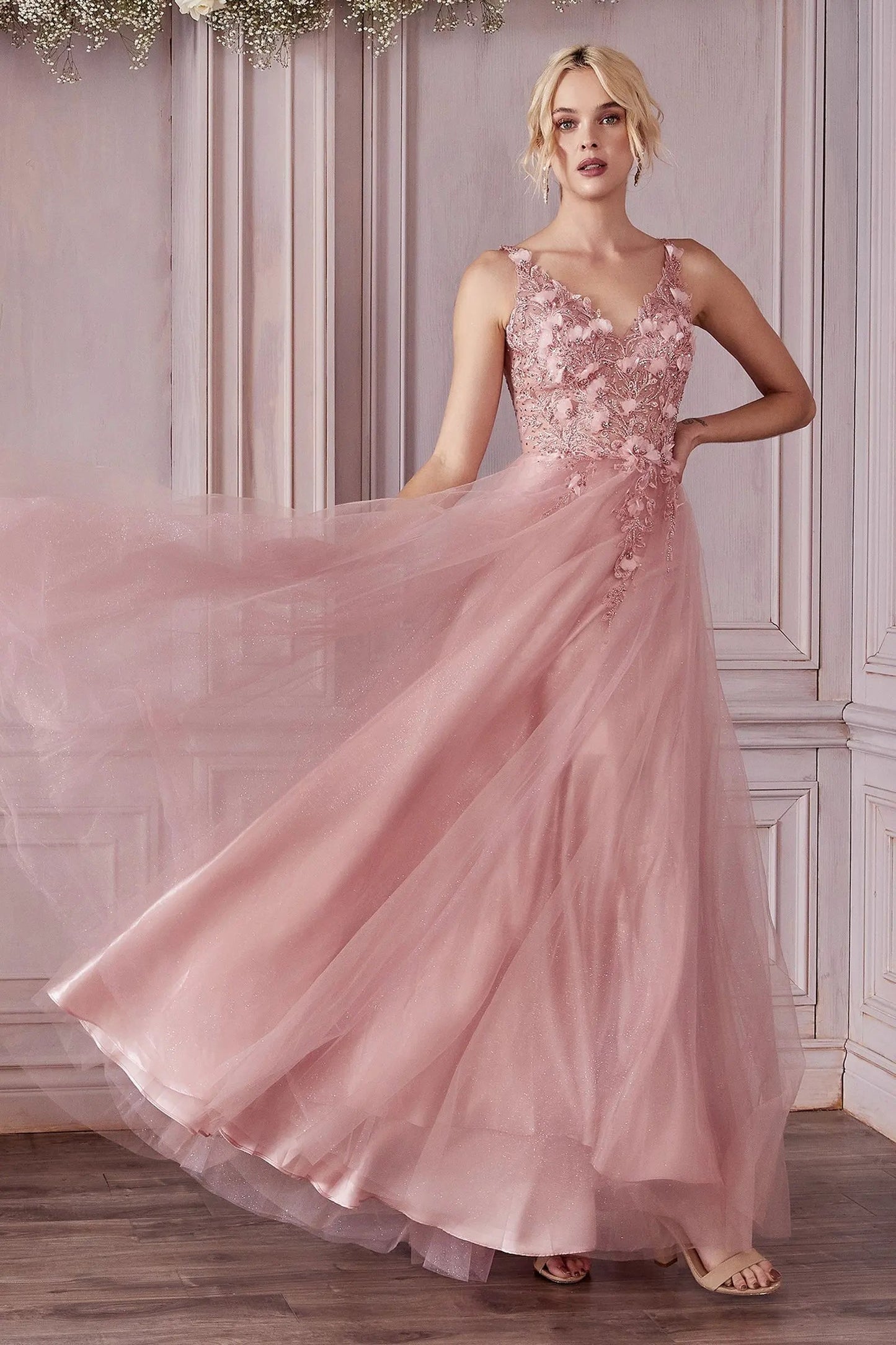 Lace Floral A-Line Dress by Tux-USA