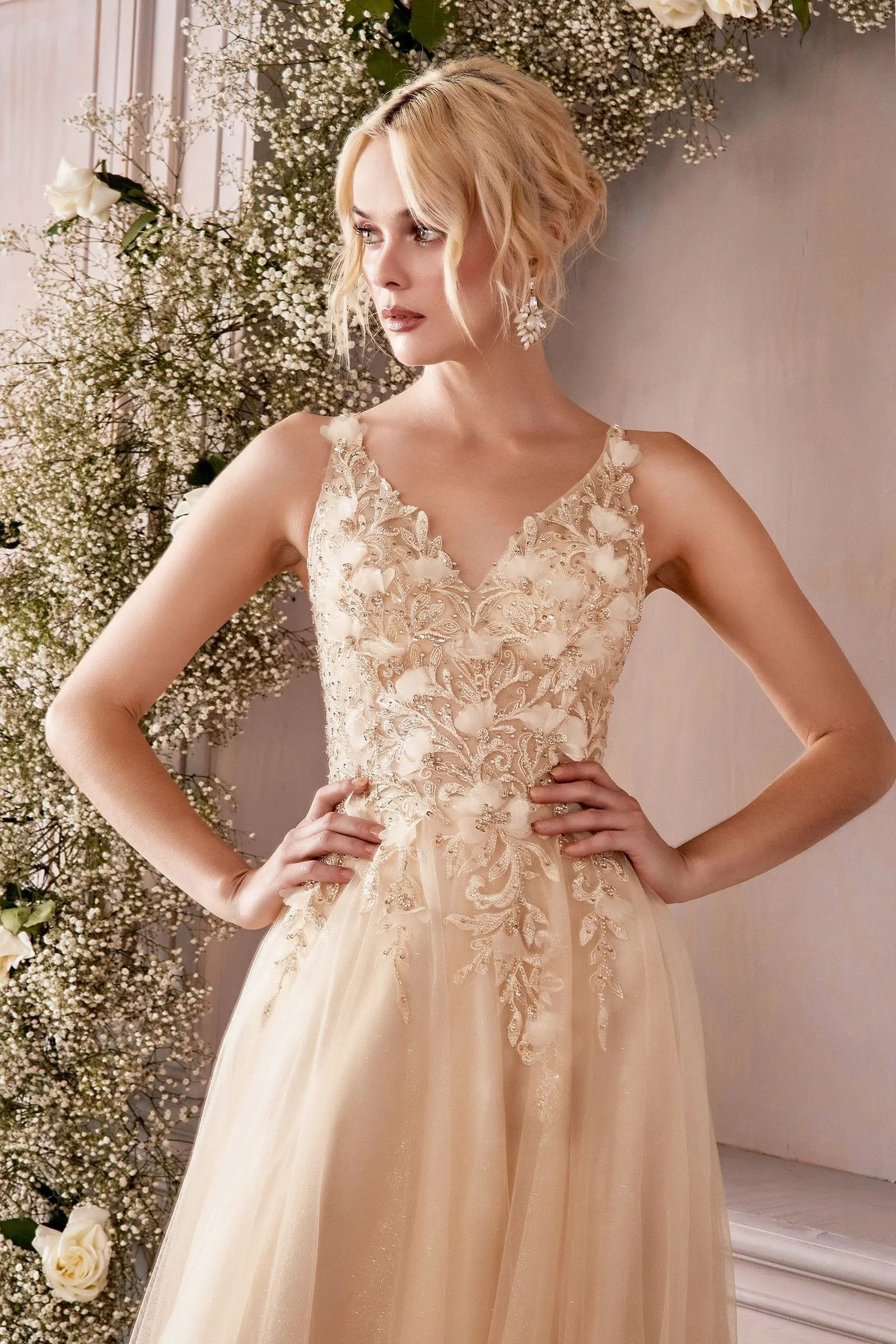 Lace Floral A-Line Dress by Tux-USA