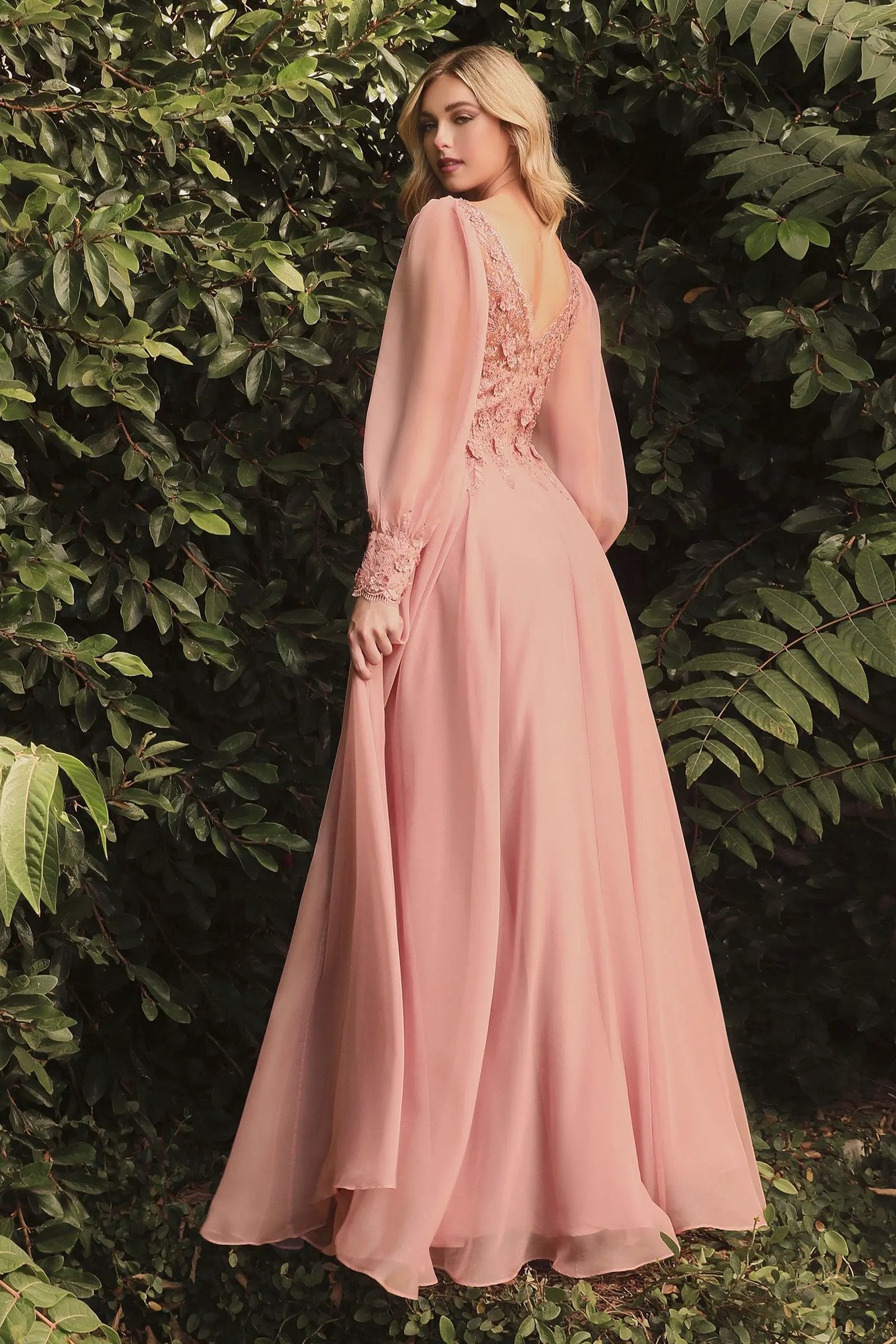 Long Sleeve Chiffon Evening Gown by Tux-USA