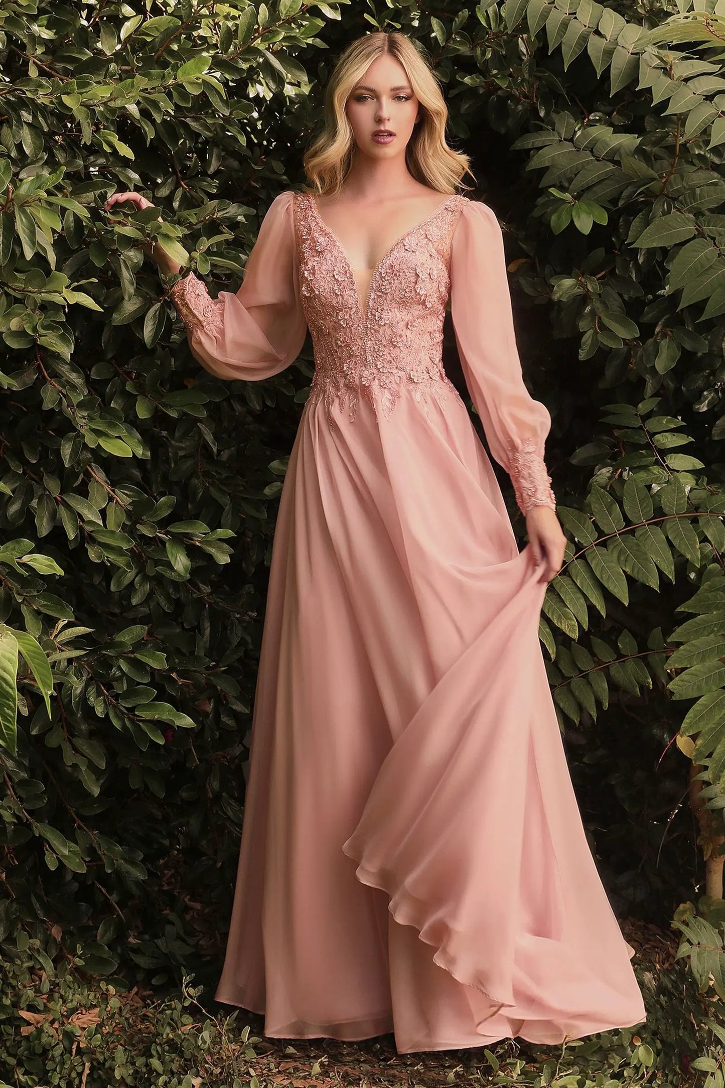 Long Sleeve Chiffon Evening Gown by Tux-USA