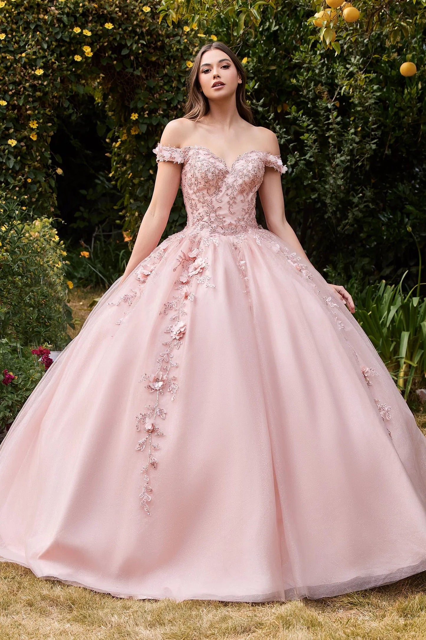 Off The Shoulder Layered Tulle Ball Gown by Tux-USA