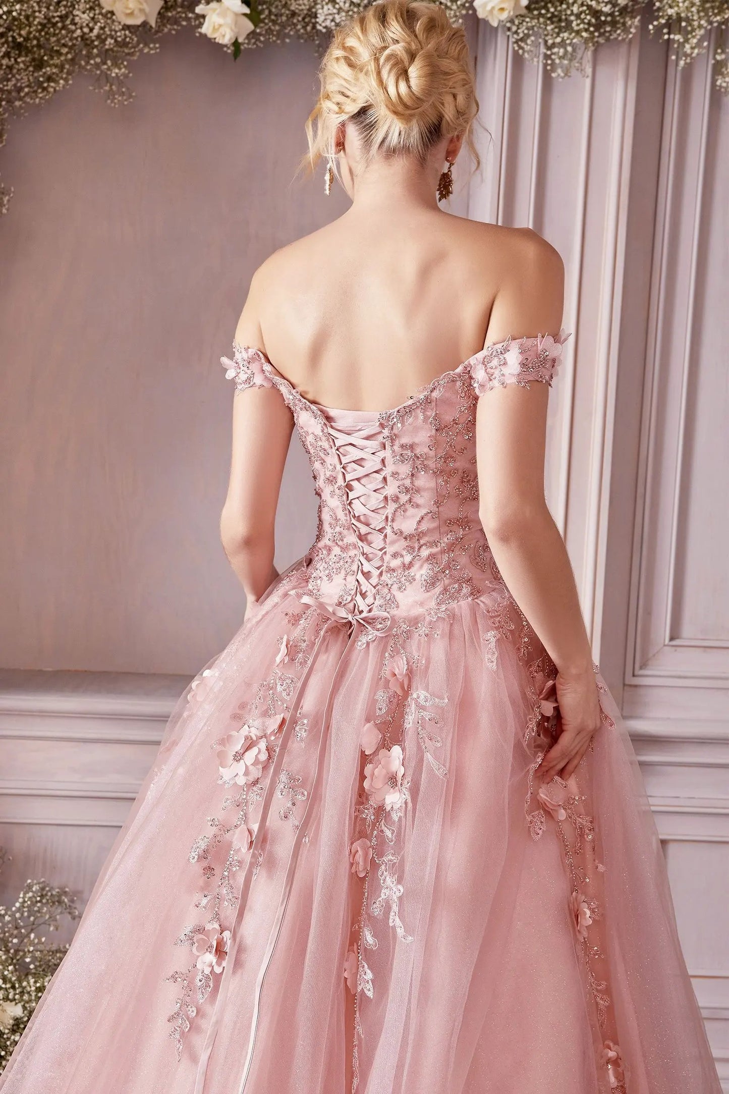 Off The Shoulder Layered Tulle Ball Gown by Tux-USA