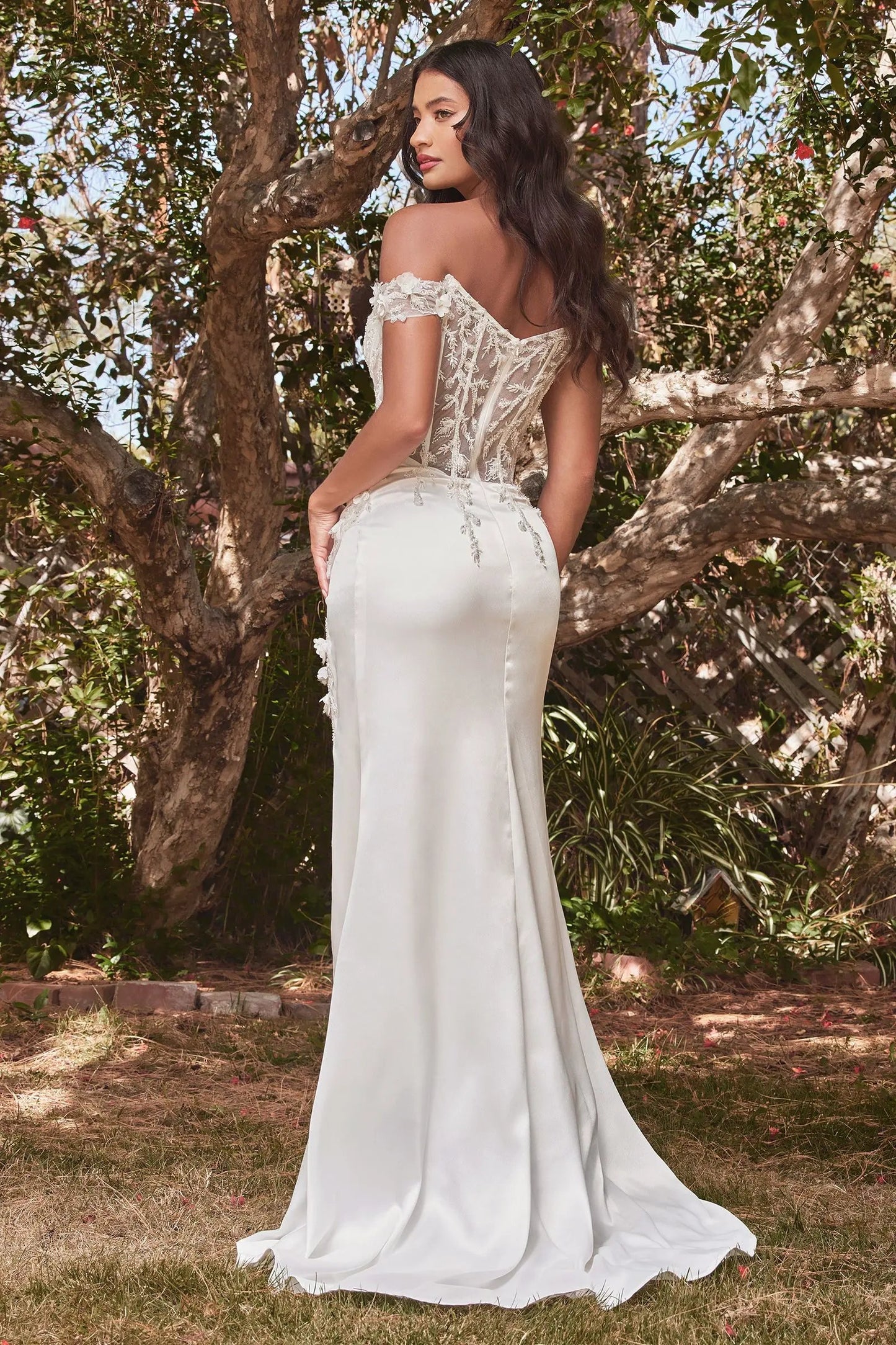 Off The Shoulder Lace Bodice Fitted Gown by Tux-USA
