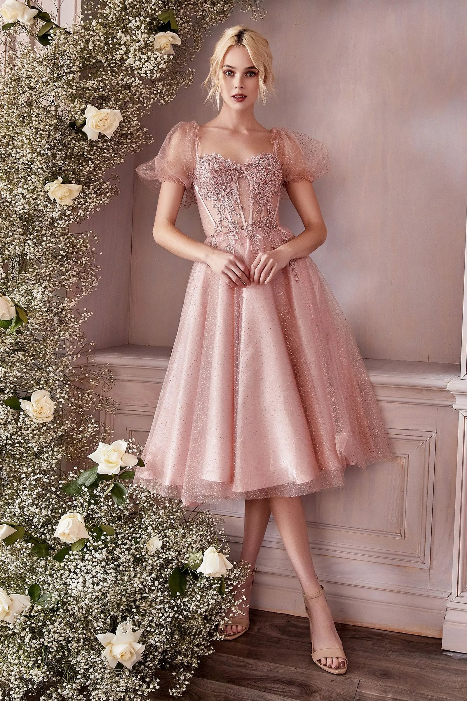 Tea Length Layered Tulle Dress by Tux-USA