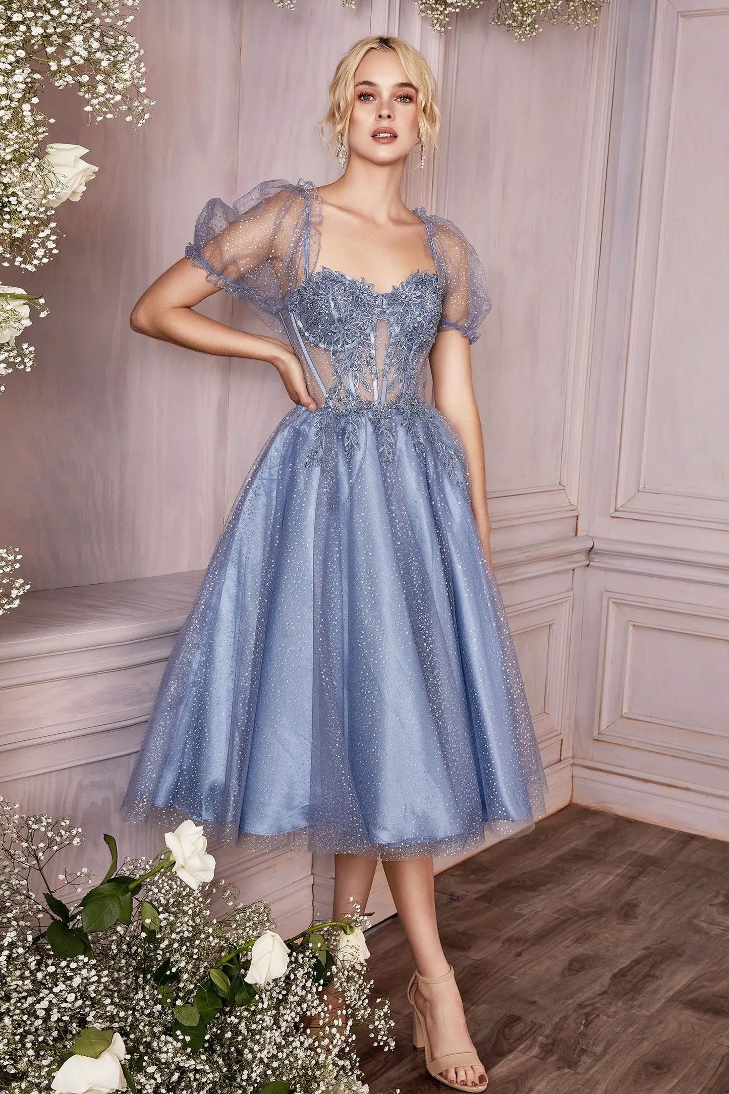 Tea Length Layered Tulle Dress by Tux-USA