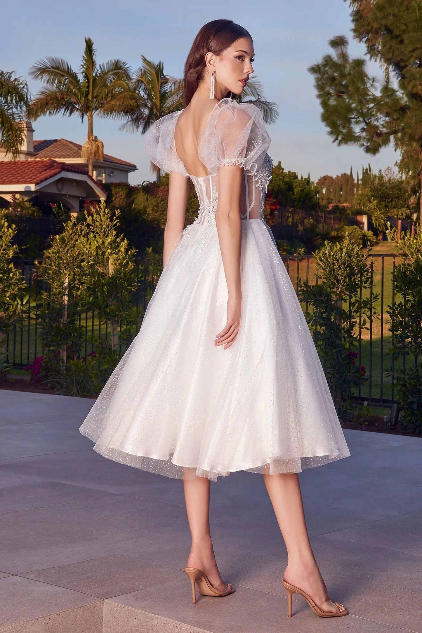 Tea Length Glitter Tulle Gown by Tux-USA