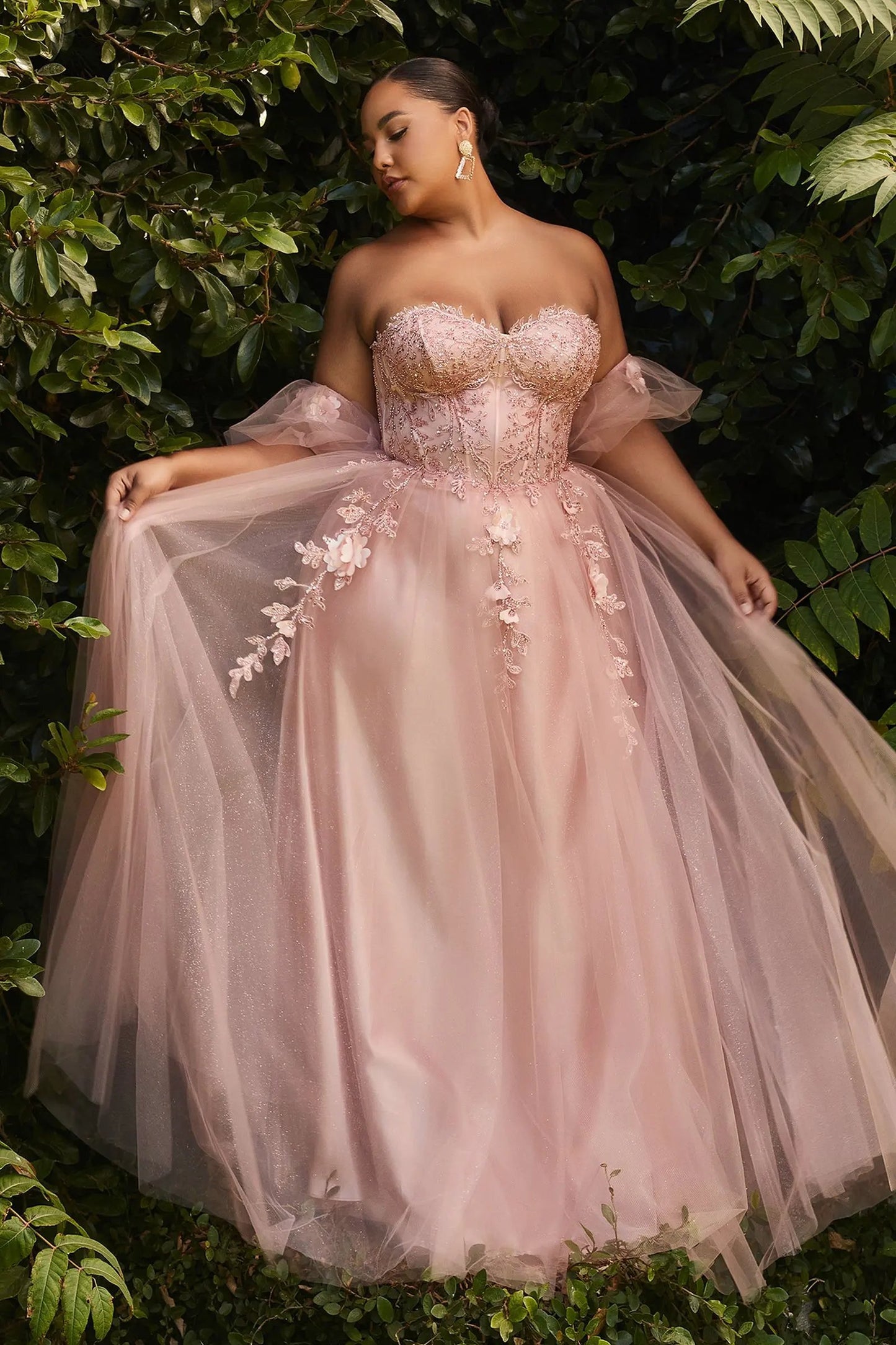 Strapless A-Line Gown And Puff Sleeves by Tux-USA