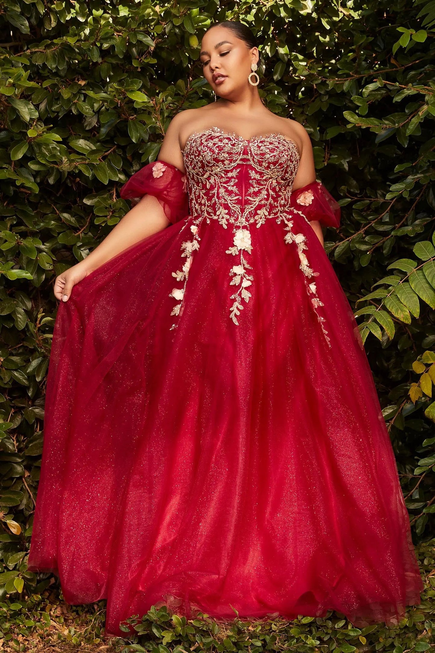 Strapless A-Line Gown And Puff Sleeves by Tux-USA