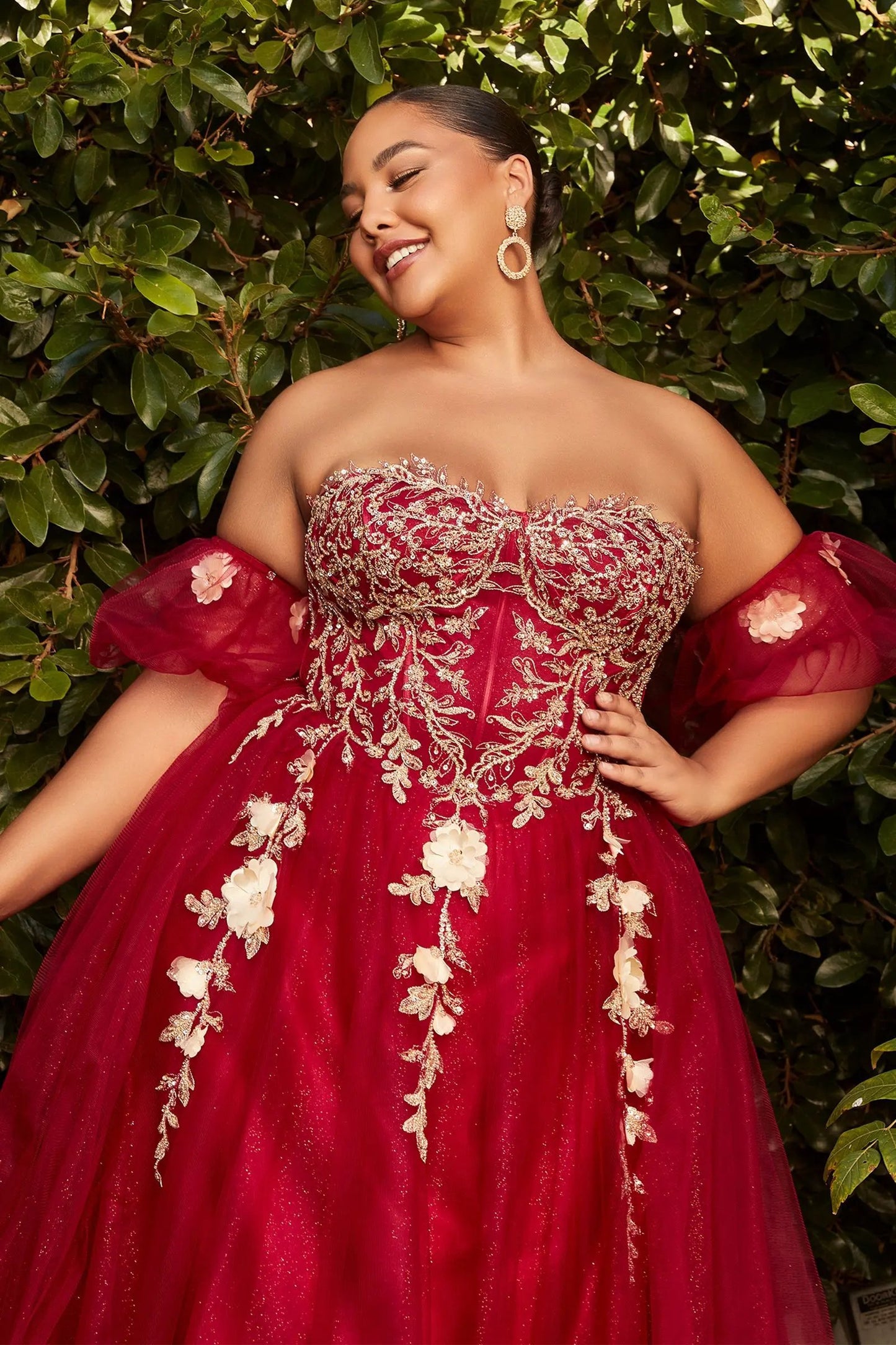 Strapless A-Line Gown And Puff Sleeves by Tux-USA