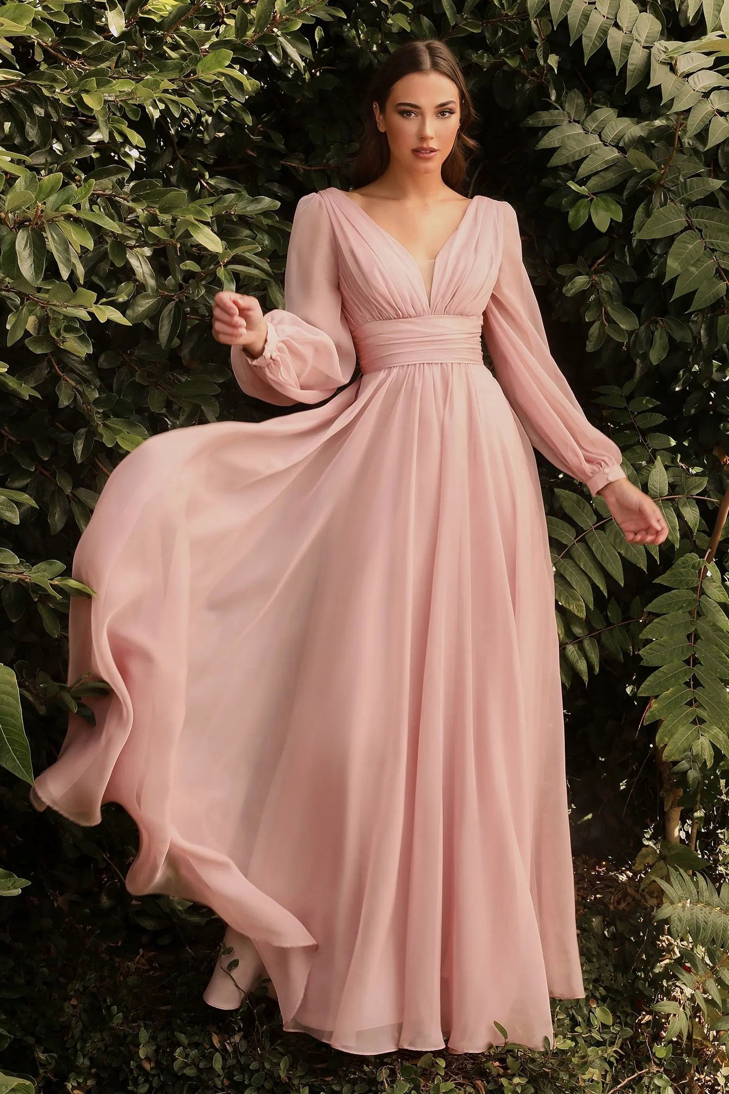 Long Sleeve Chiffon Dress by Tux-USA