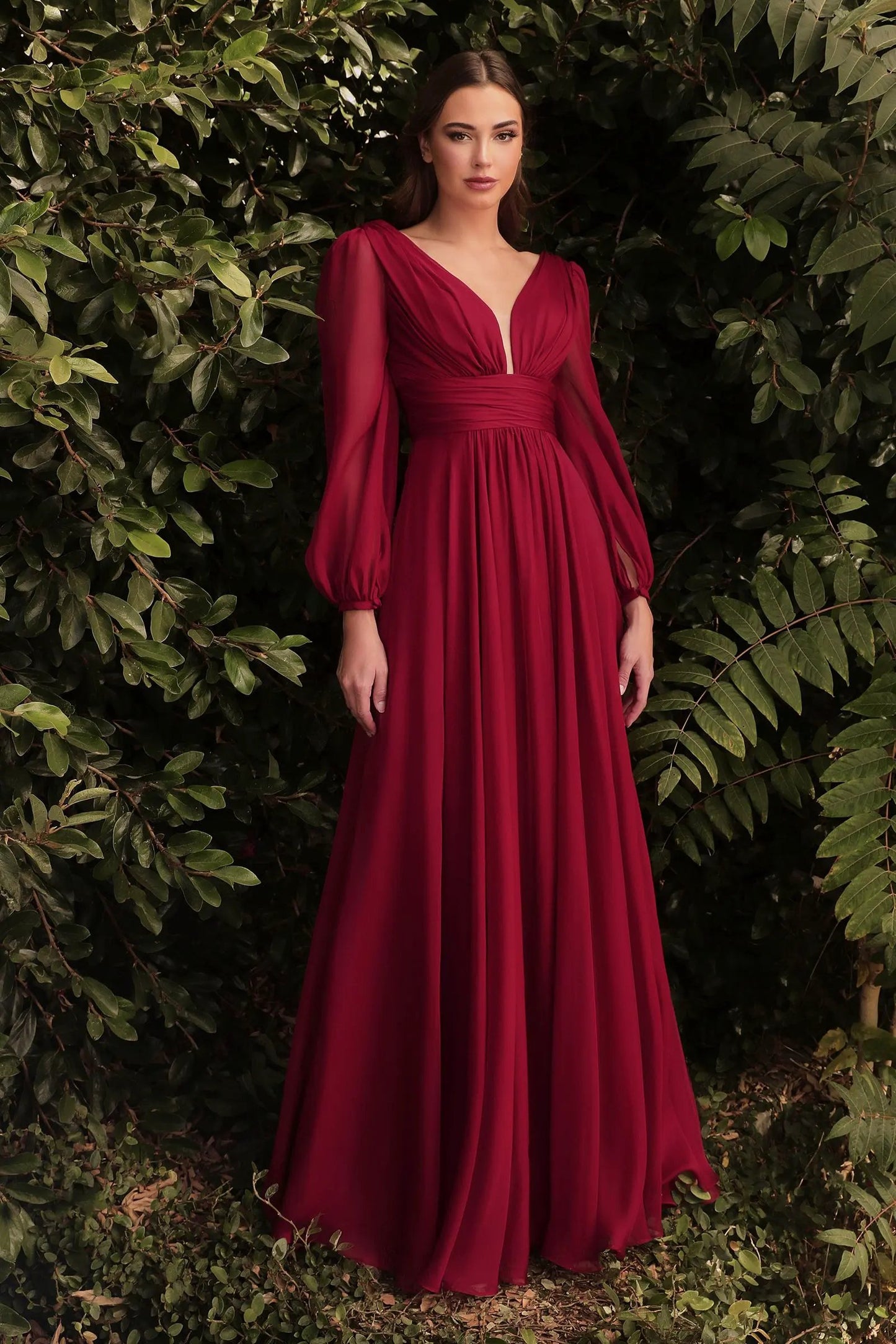 Long Sleeve Chiffon Dress by Tux-USA
