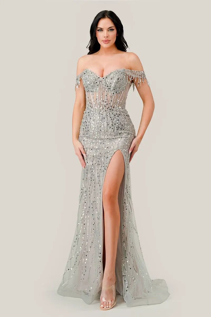 Off The Shoulder Sequin Gown 2 by Tux-USA