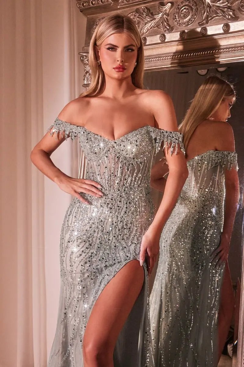 Off The Shoulder Sequin Gown 2 by Tux-USA