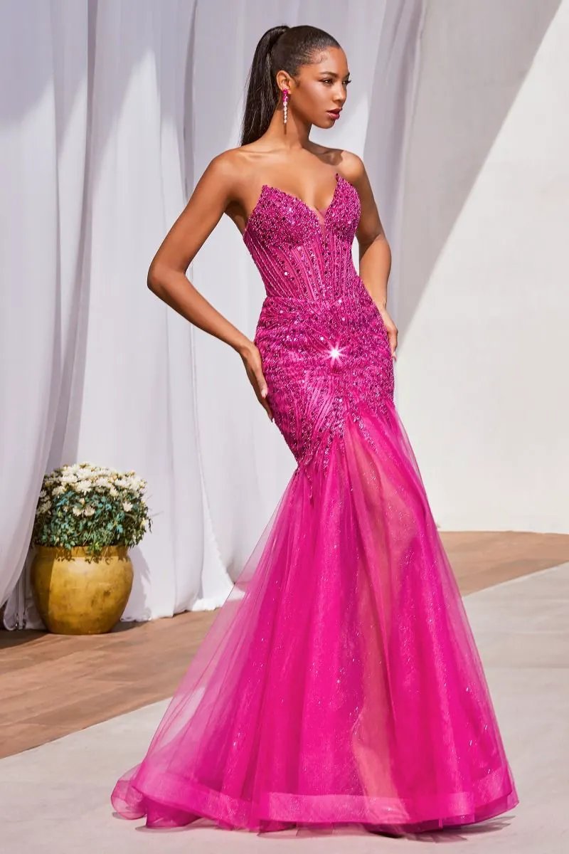 Strapless Beaded Mermaid Dress by Partner Label