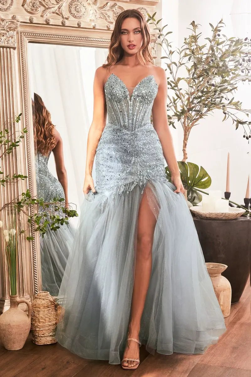 Strapless Beaded Mermaid Dress by Partner Label