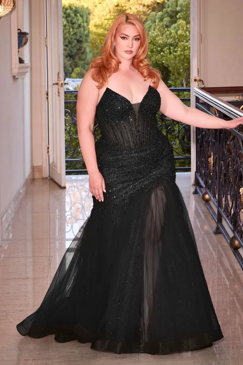 Strapless Beaded Mermaid Dress Curve by Tux-USA