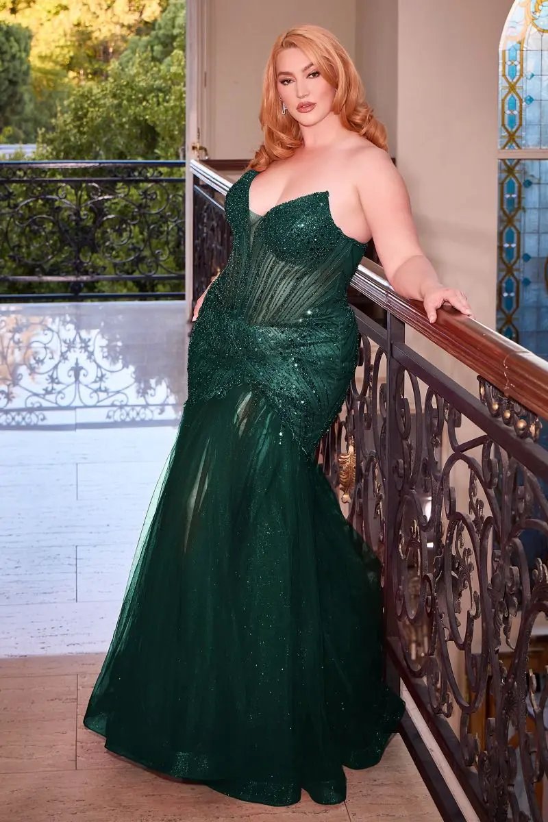Strapless Beaded Mermaid Dress Curve by Tux-USA
