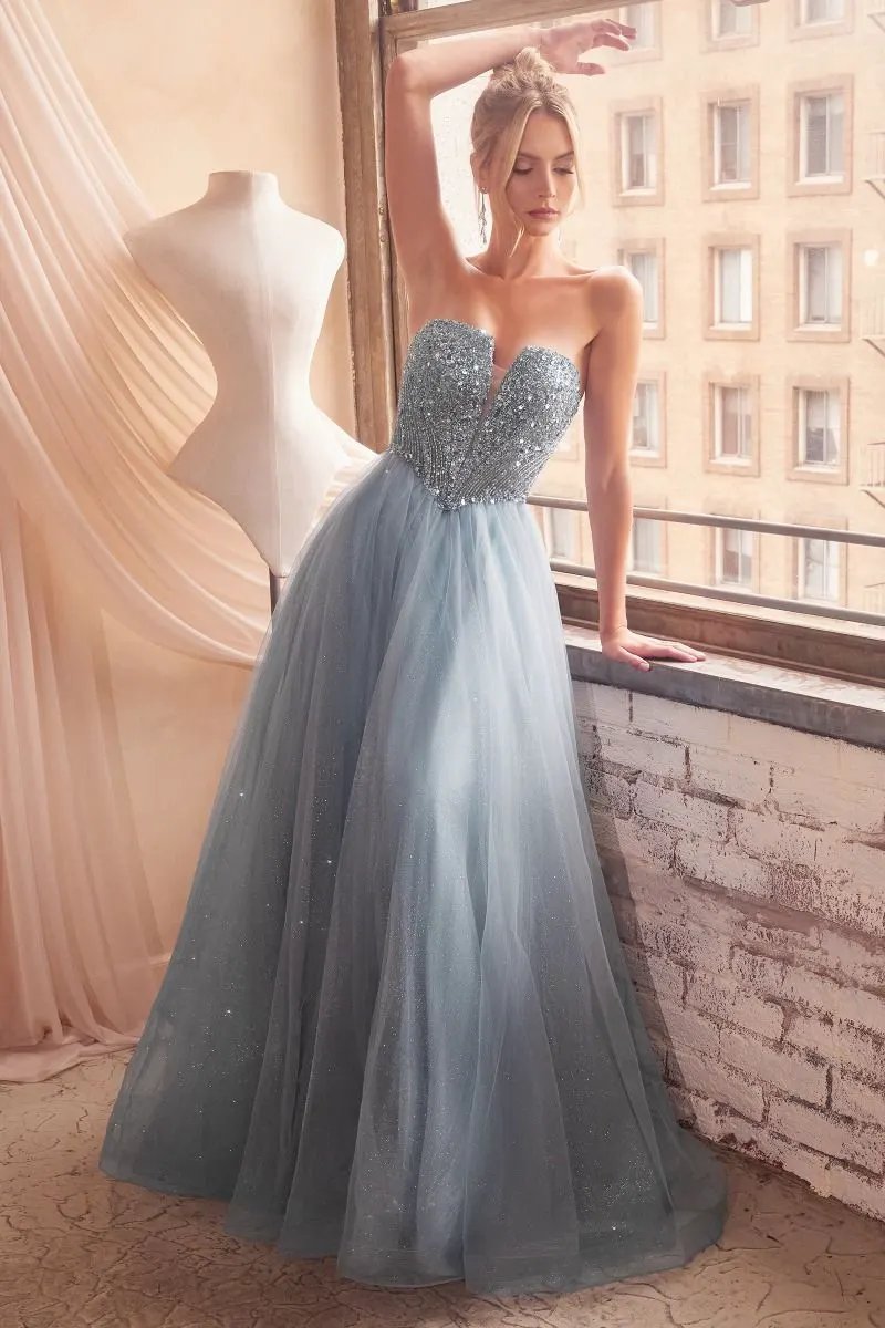 Strapless Sequin & Tulle A-Line Dress by Partner Label