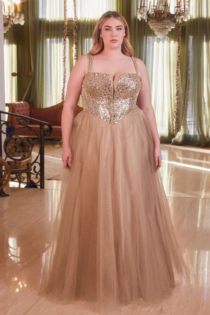 Strapless A-Line Embellished Gown Curve by Tux-USA