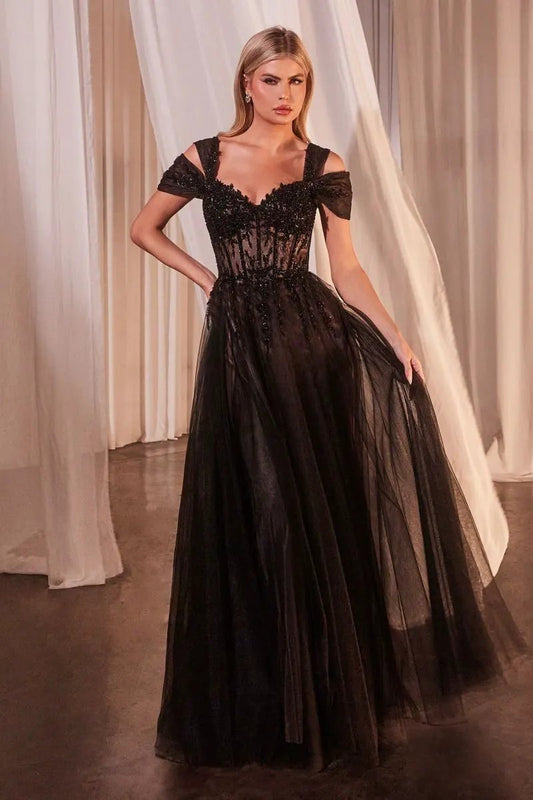 Black Off The Shoulder Ball Gown by Tux-USA