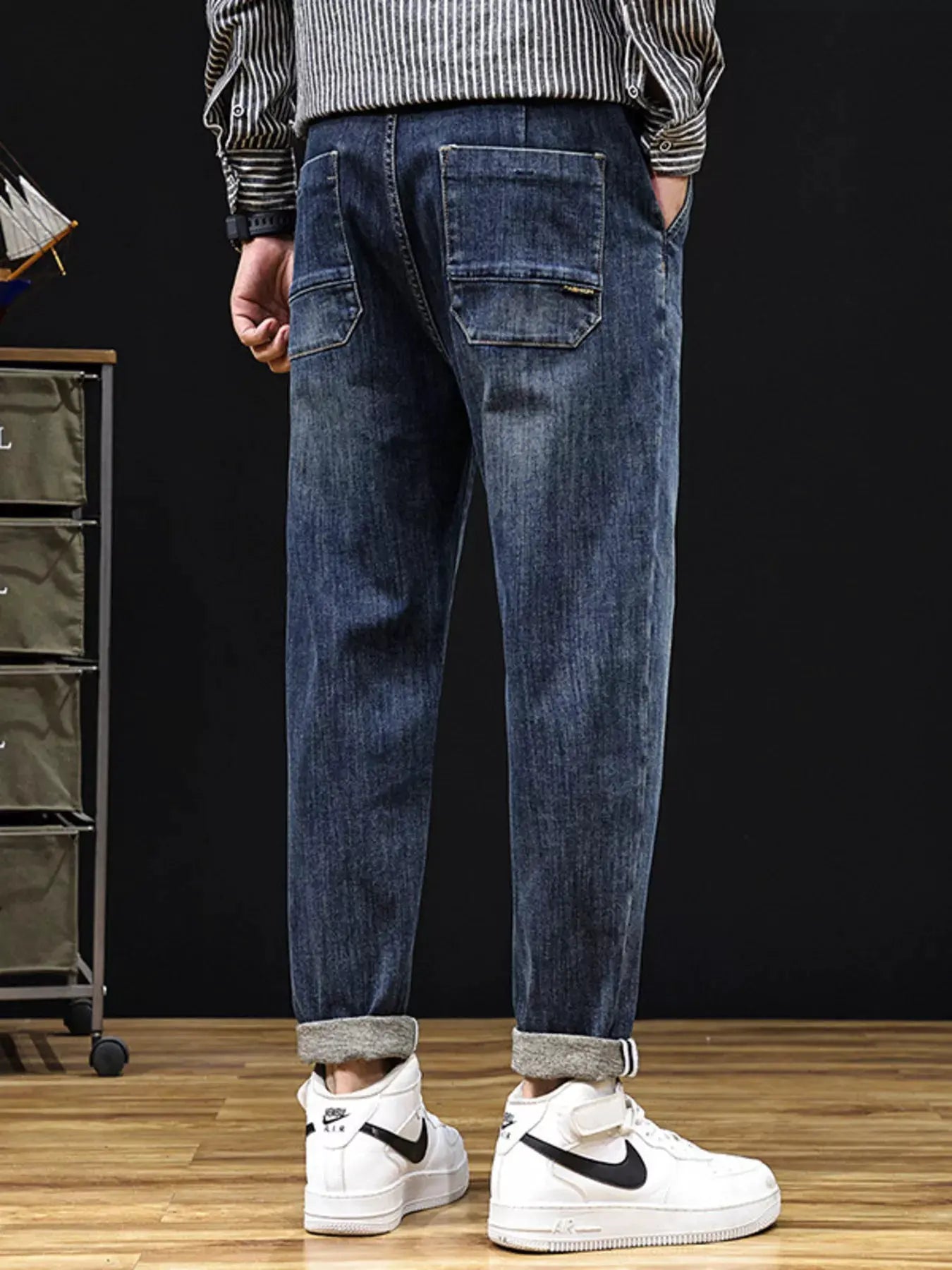 Men's Plus Size Relaxed Fit Drawstring Waist Jeans by Partner Label