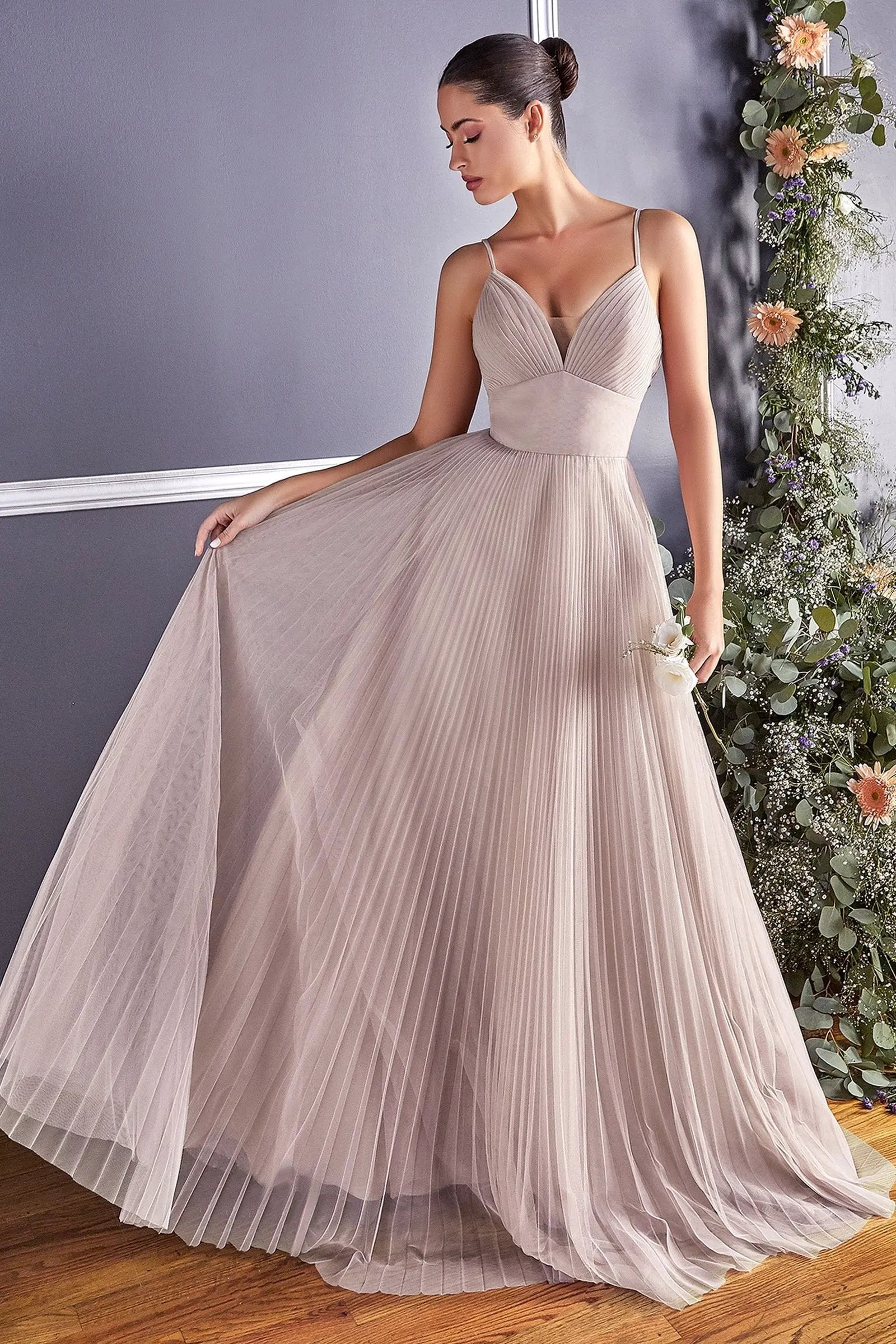 A-Line Tulle Dress With Gathered Sweetheart Neckline And Pleated Finish by Partner Label