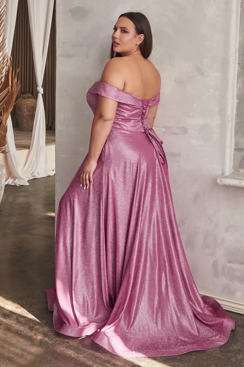 Metallic Off The Shoulder Ball Gown-3