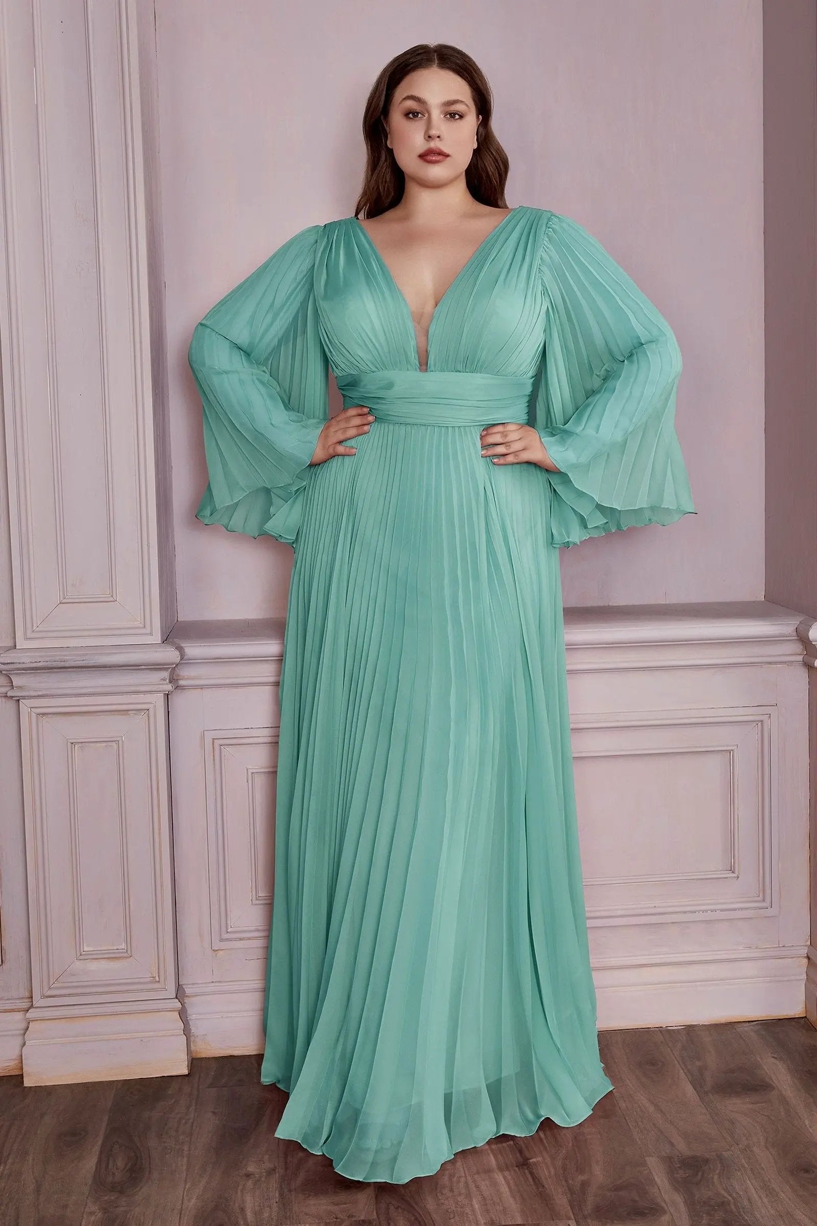 Long Sleeve Chiffon Gown by Tux-USA