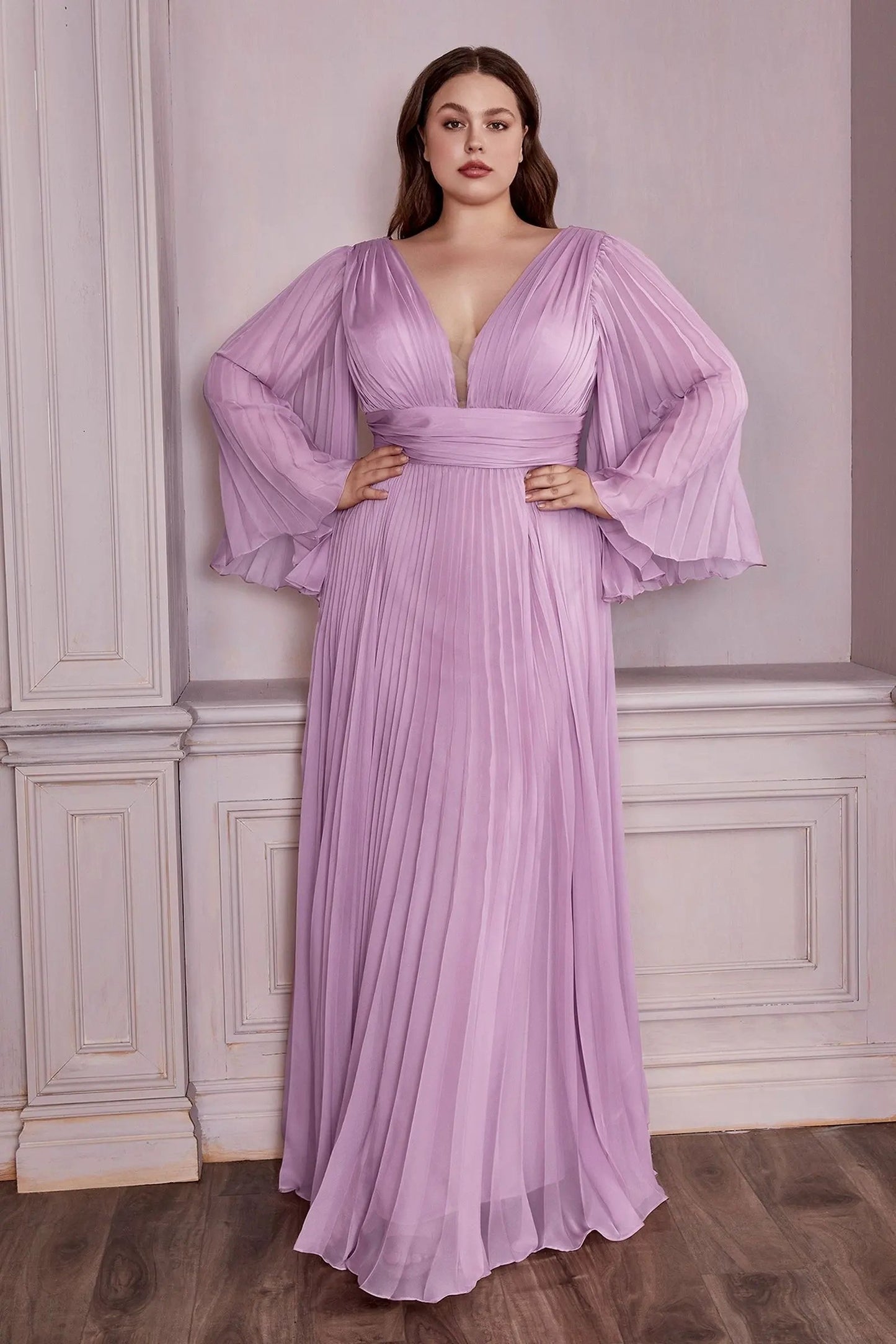 Long Sleeve Chiffon Gown by Tux-USA