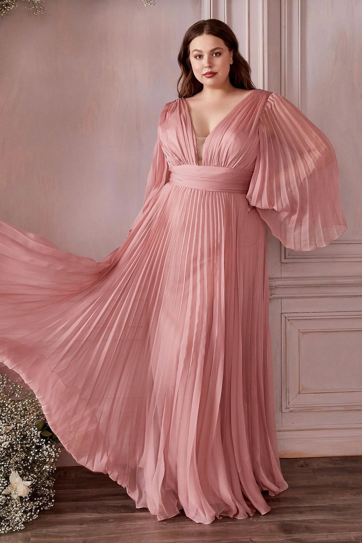 Long Sleeve Chiffon Gown by Tux-USA