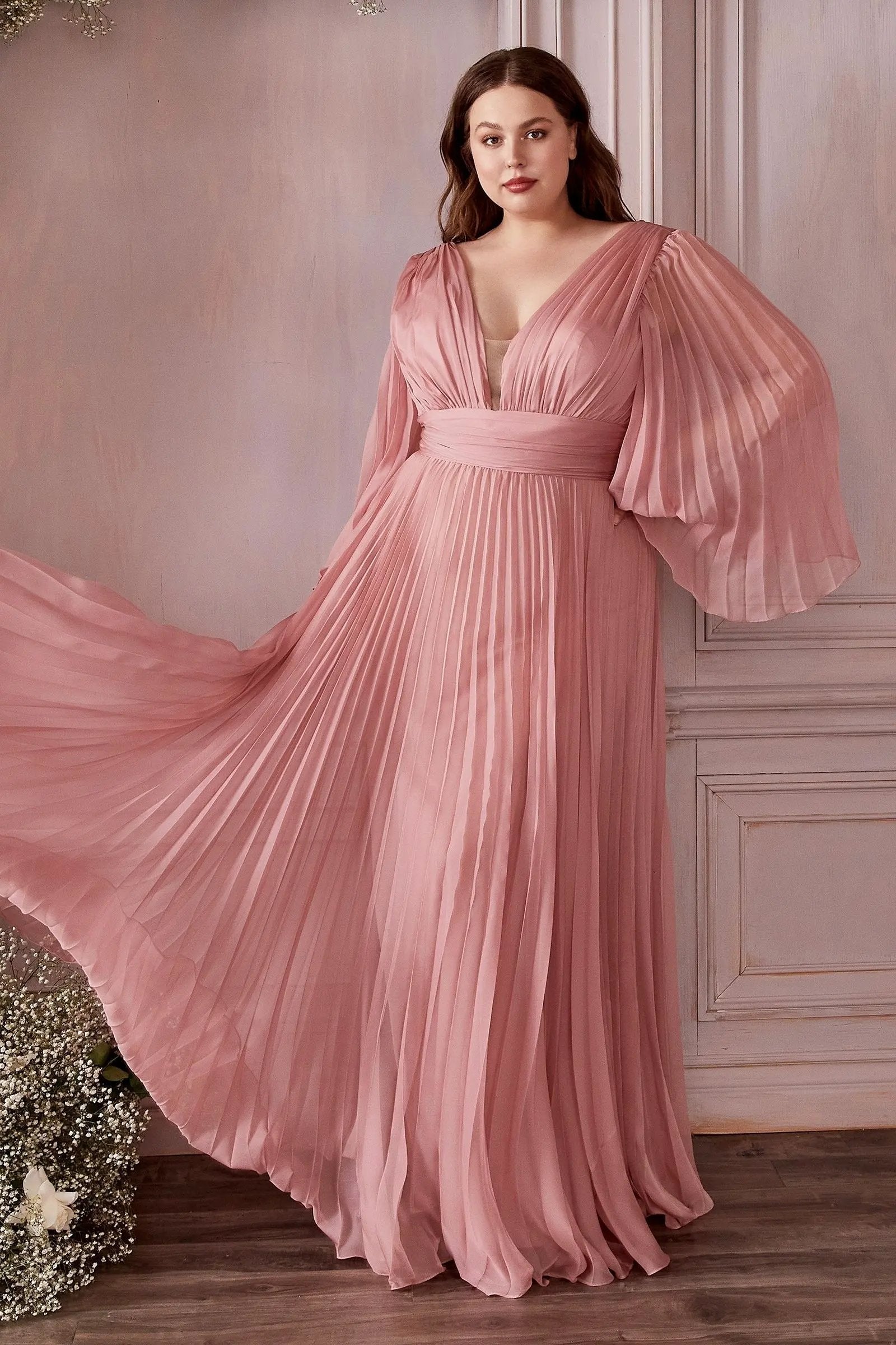Long Sleeve Chiffon Gown by Tux-USA
