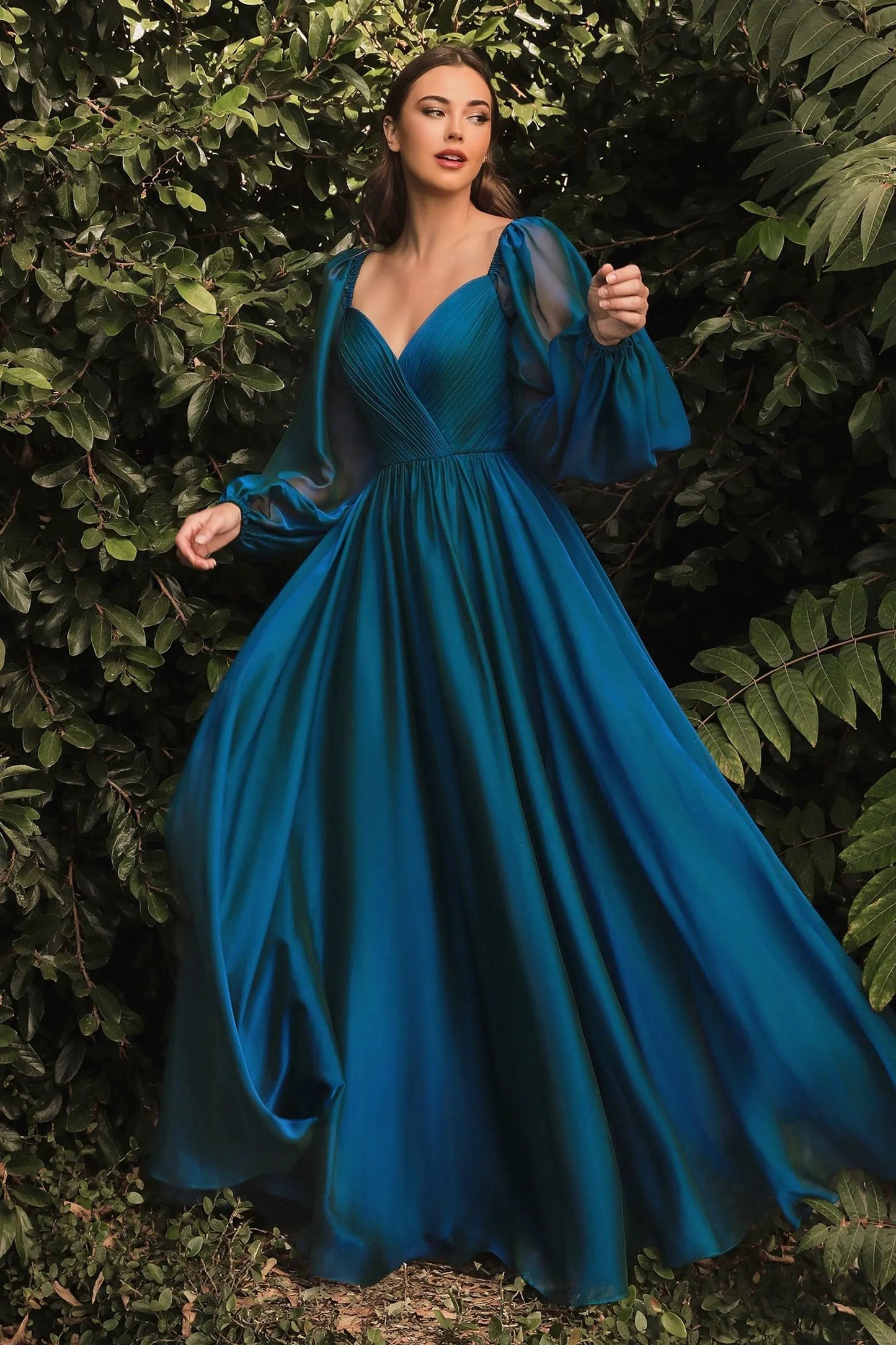 Long Sleeve Chiffon A-Line Dress by Tux-USA