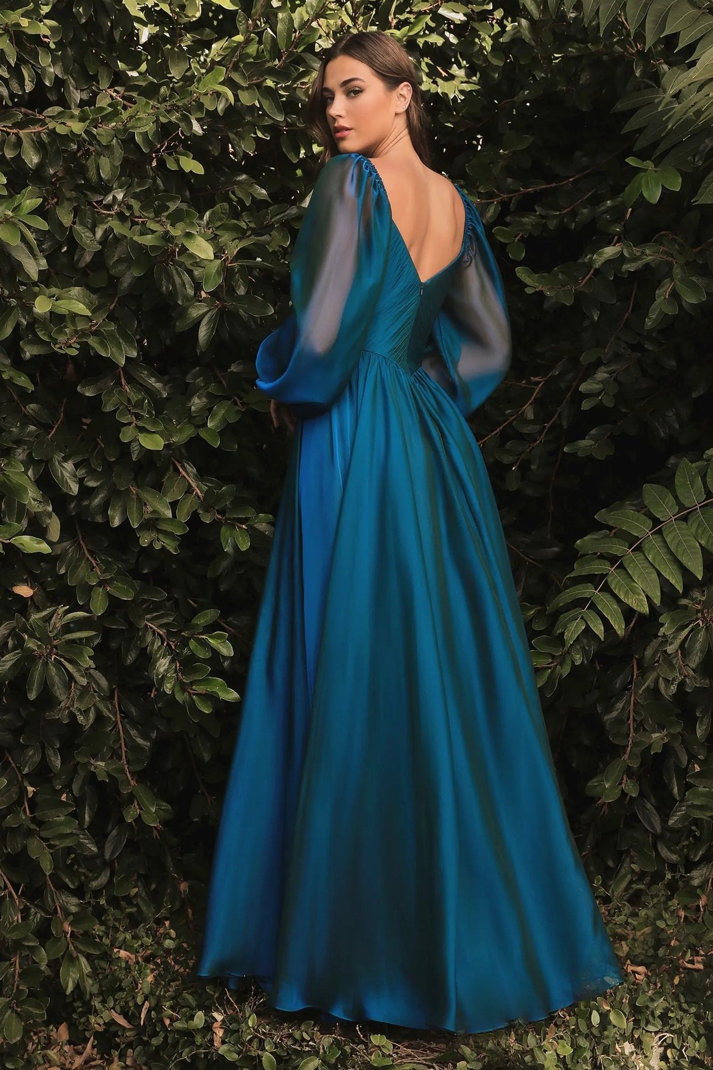 Long Sleeve Chiffon A-Line Dress by Tux-USA