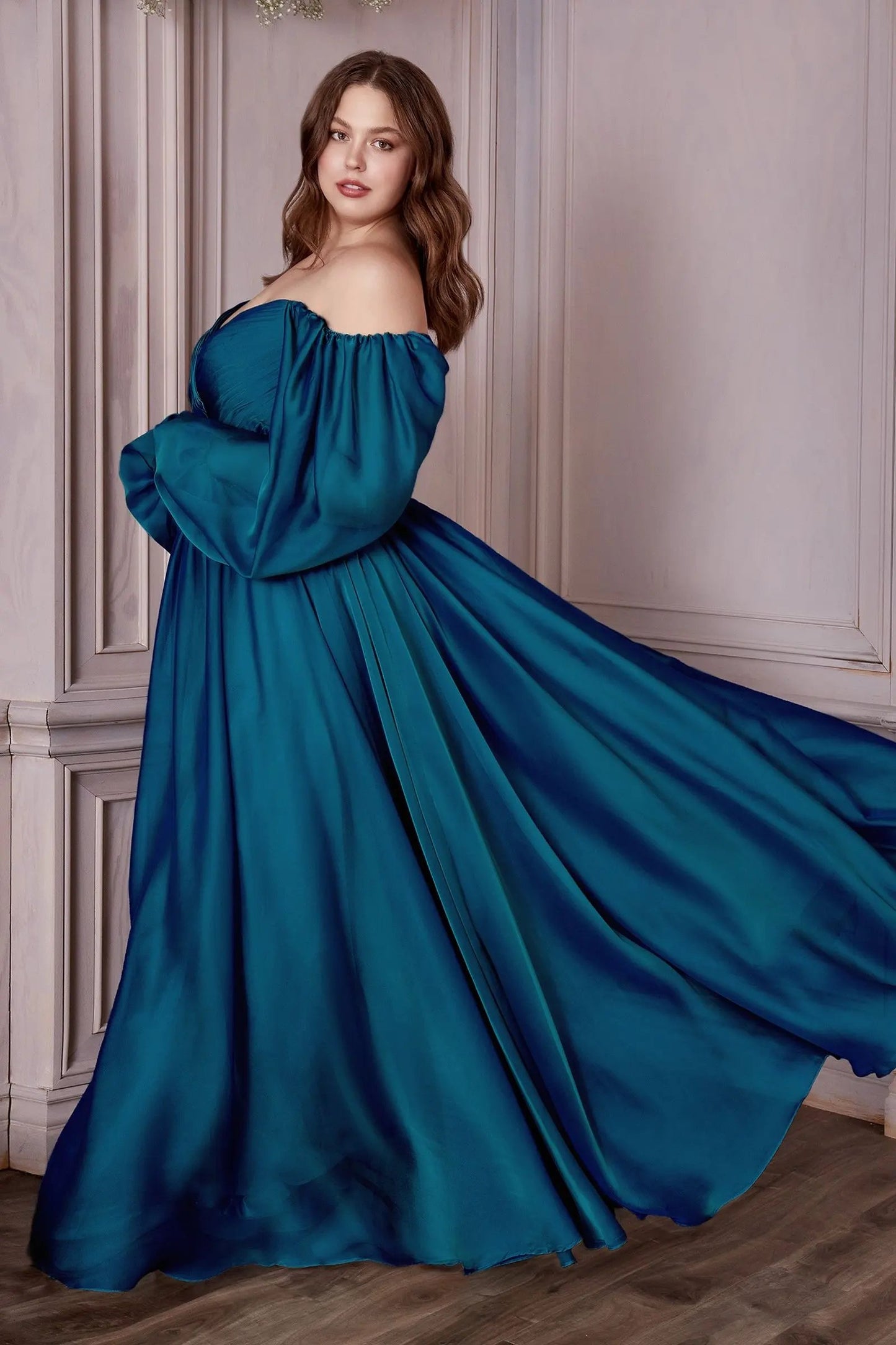 Long Sleeve A-Line Chiffon Dress by Tux-USA