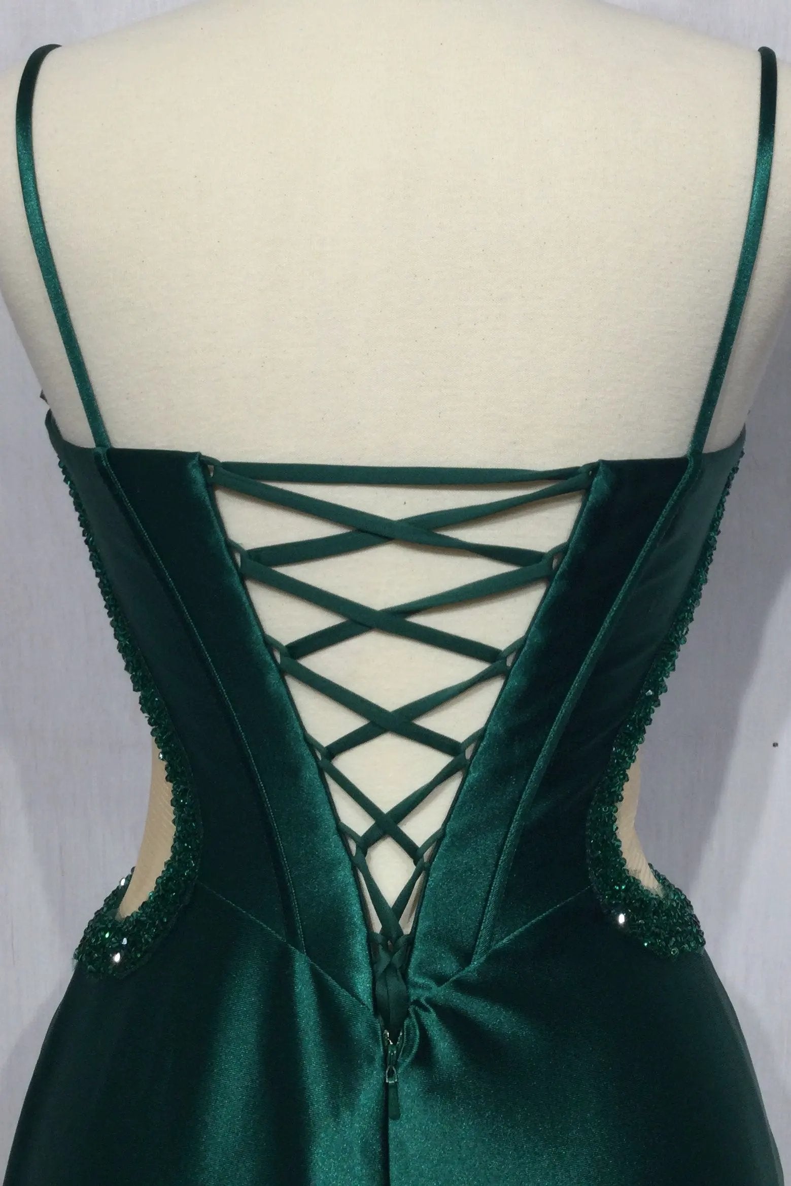 Strapless Satin Corset Prom Gown with Illusion Cutouts by Tux-USA